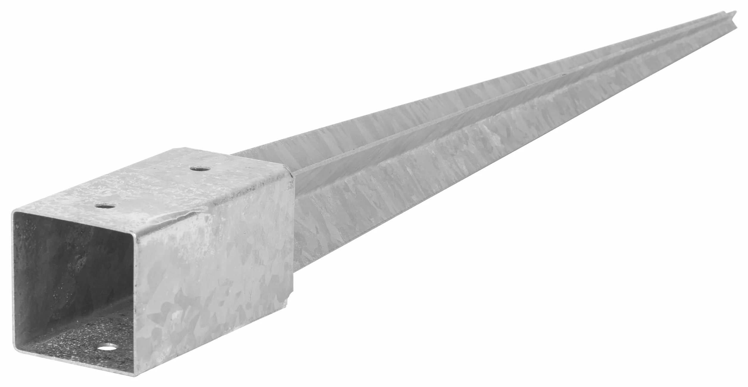 ADGO Podstawa Słupa Kwadratowa Wbijana Wspornik Kotwa 70 x 70 x 750 mm, Blacha Metalowa Ocynkowana Srebrna Antykorozyjna, 1 sztuka