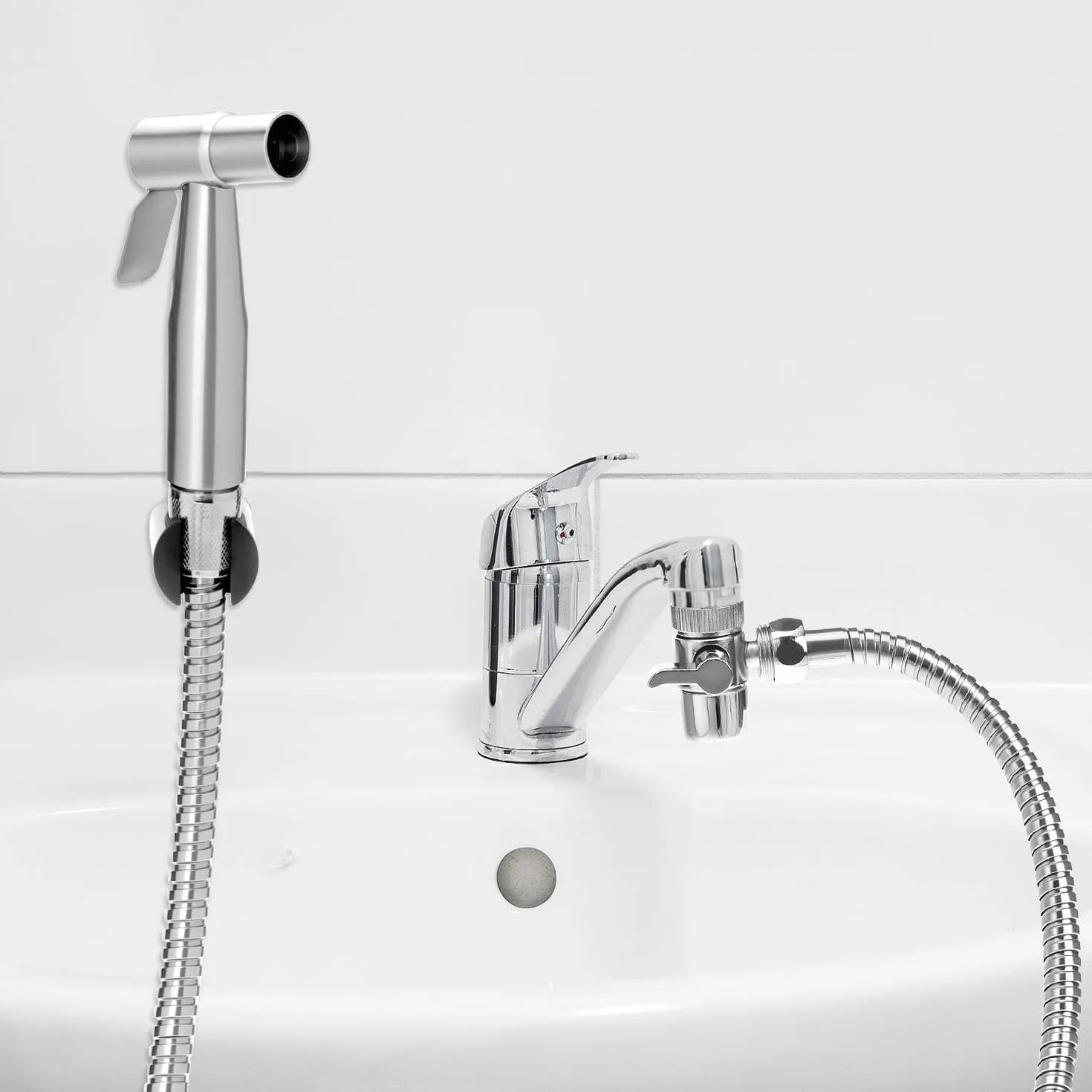 QWORK Zestaw ręcznego opryskiwacza bidetu do toalety, stal nierdzewna 304, wąż 150 cm