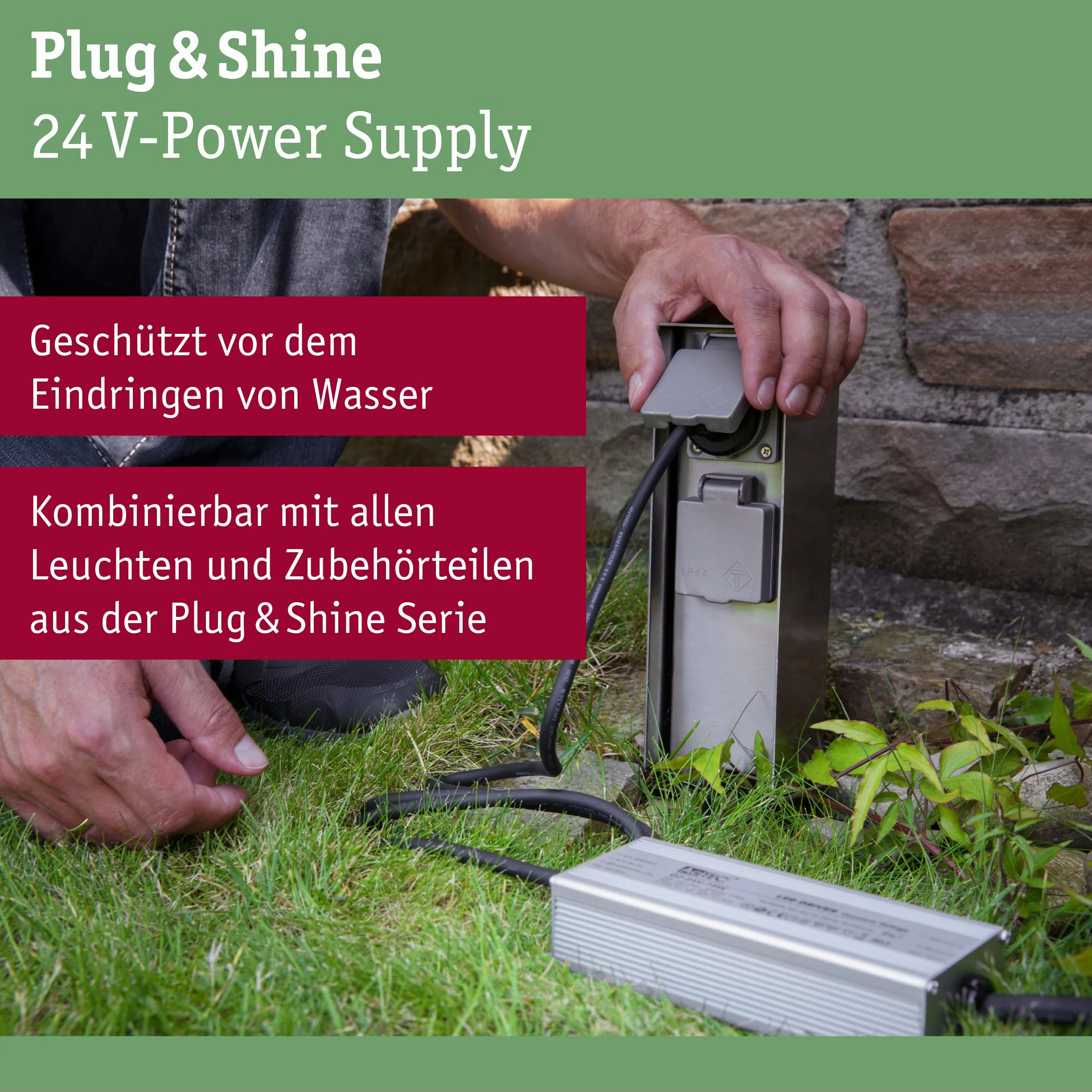 Paulmann 939.04 Outdoor Plug & Shine Cover tworzywo sztuczne 93904 transformator lampy zewnętrzne akcesoria
