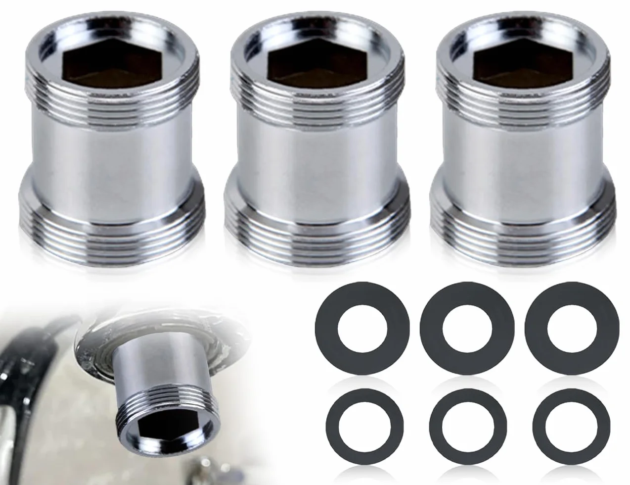 Adapter do baterii M22 na M24 KAPSING 3 sztuki z gwintem zewnętrznym
