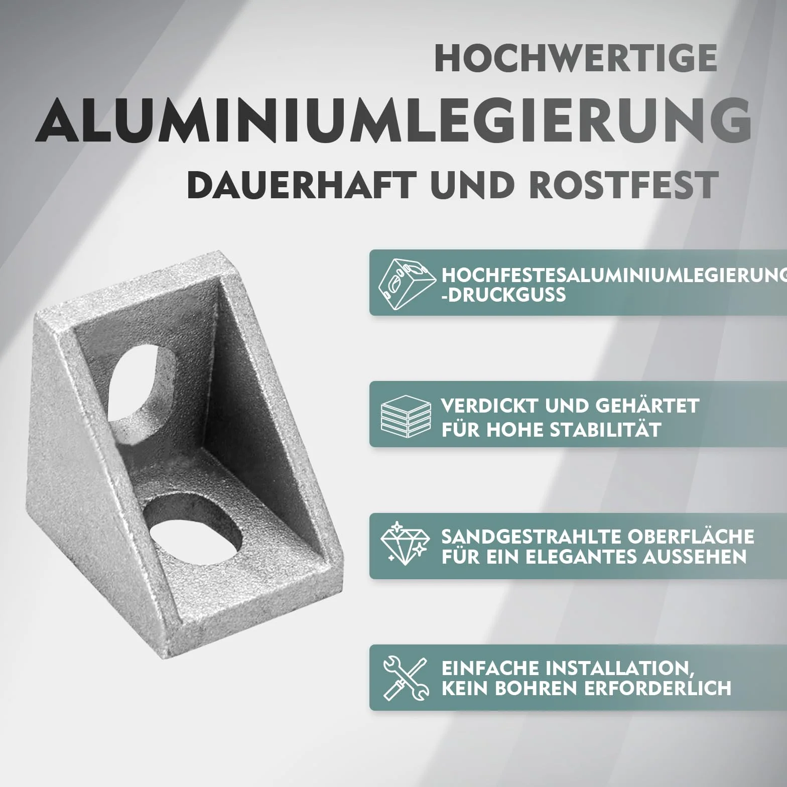 Shinfly Profil aluminiowy 20 x 20 mm, łączniki kątowe, zestaw 20 szt.
