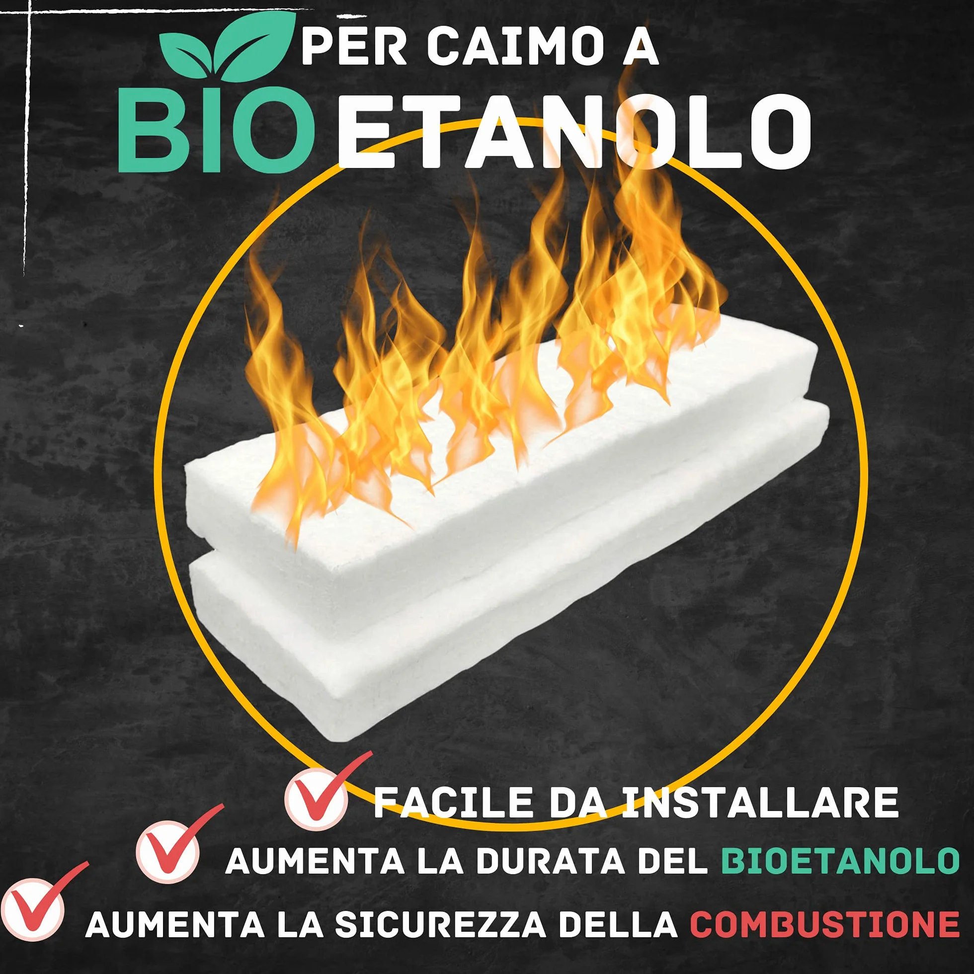 GRINADA® Gąbka ceramiczna do kominka bioetanolowego 30 x 10 x 2,5 cm