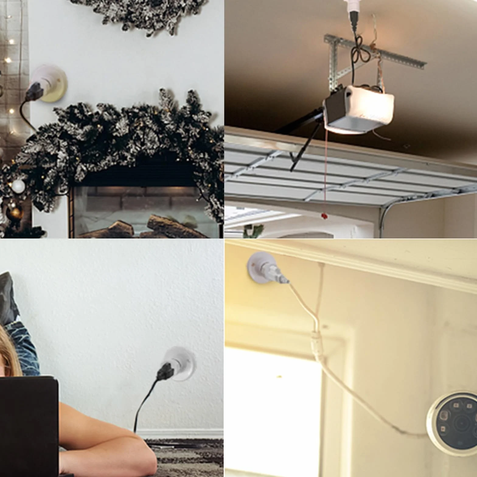 Powice 4 sztuki adaptera E27 gniazdo, oprawa lampy E27, 2-biegunowy, biały