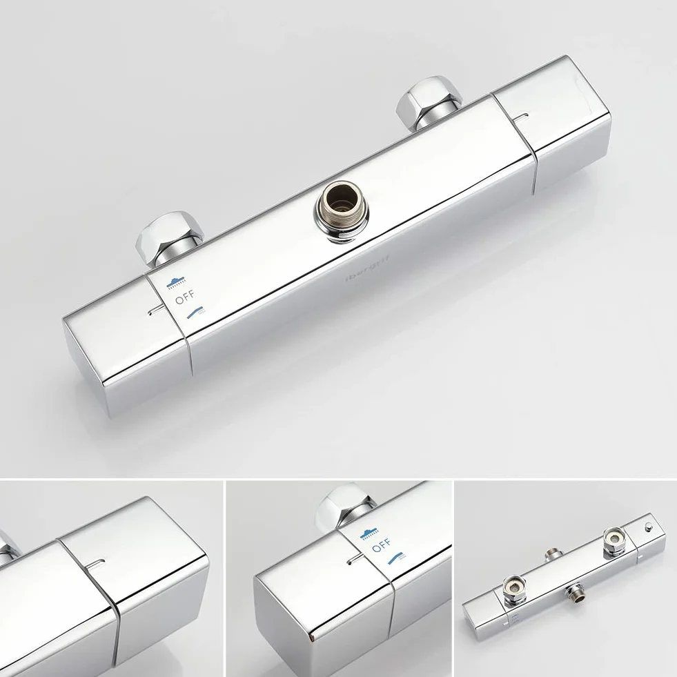 Ibergrif M20741 System prysznicowy z opryskiwaczem, karczochą, wążem, Chrome, srebrny