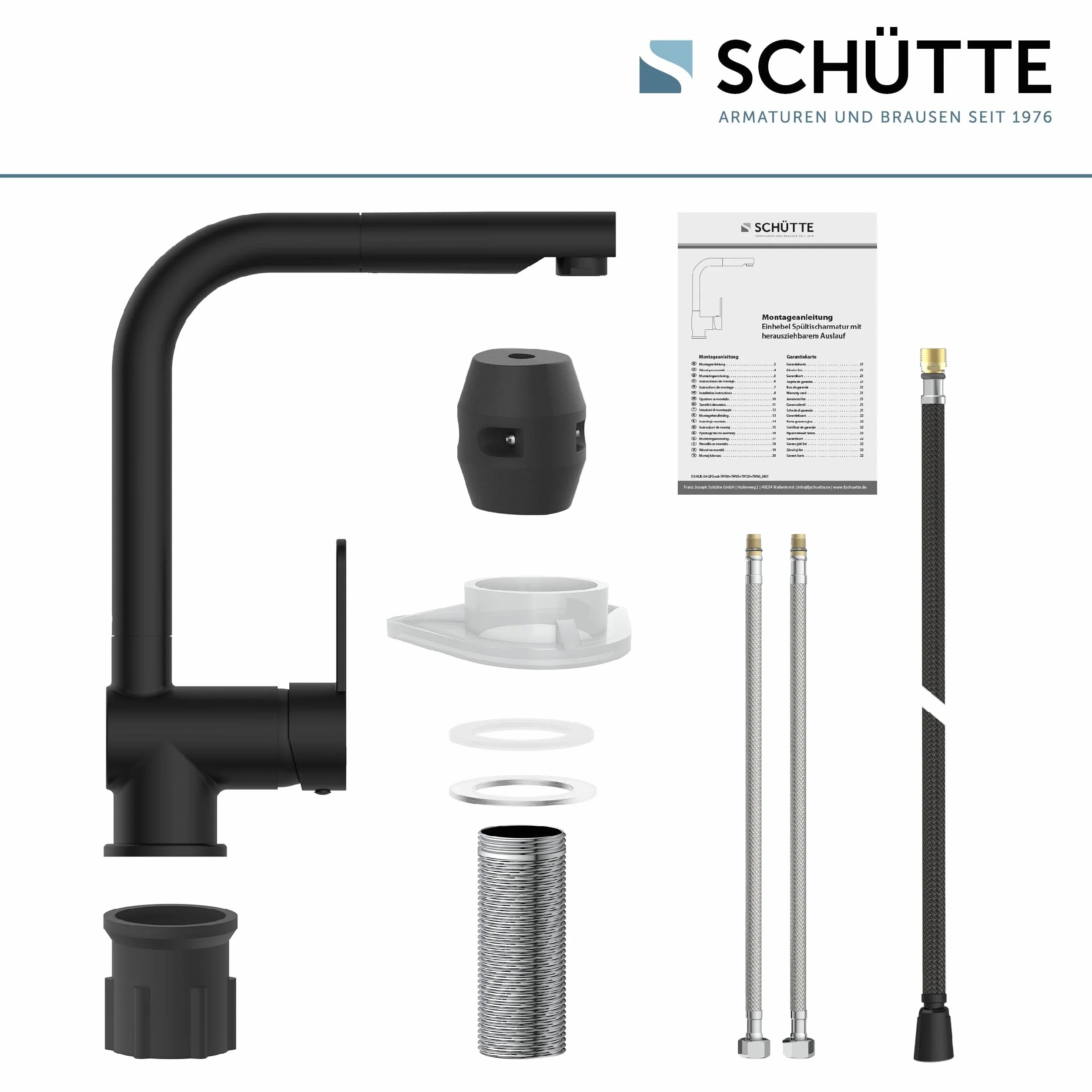 SCHÜTTE 79760 London bateria kuchenna z wyciąganą słuchawką, matowa czerń