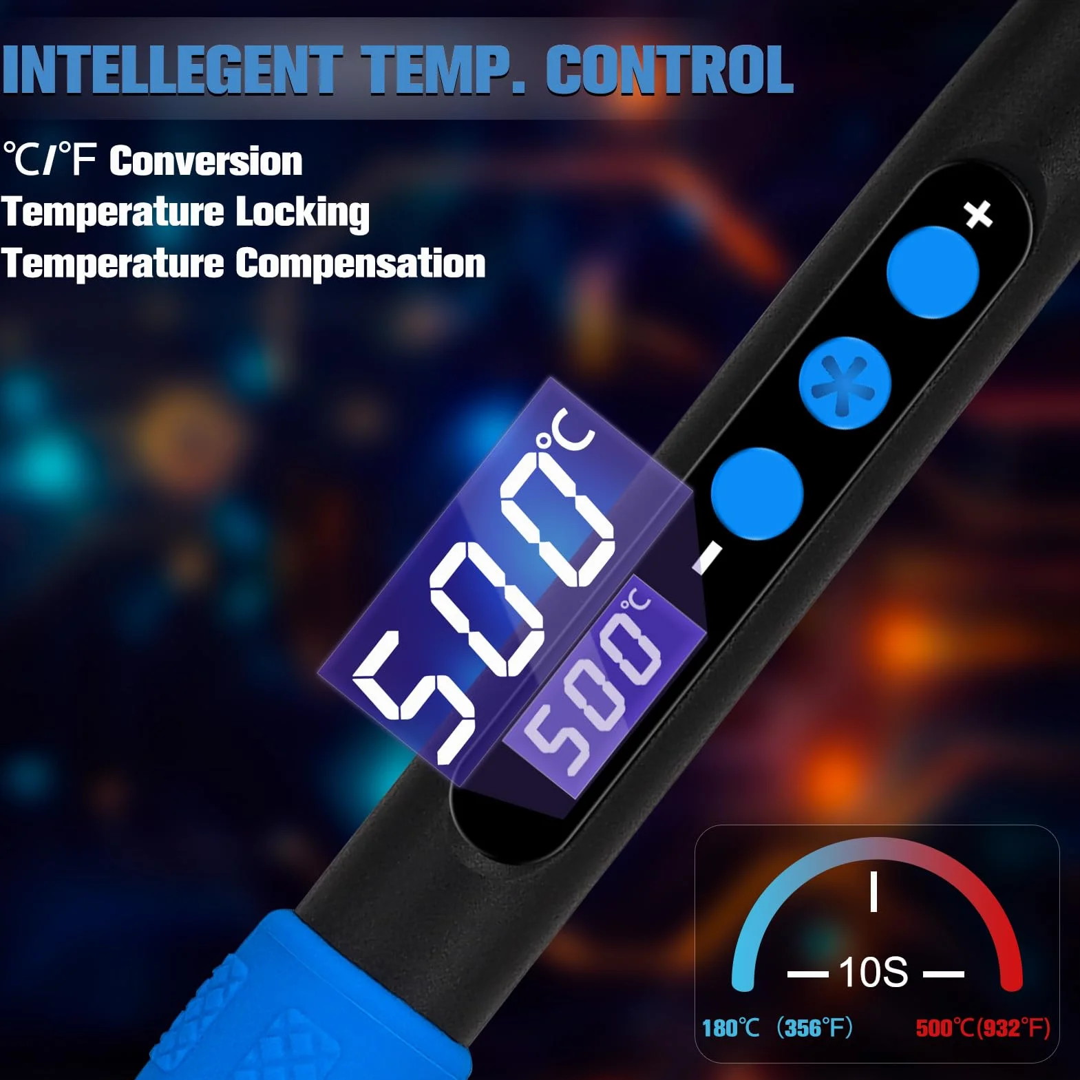 Zestaw do lutowania z wyświetlaczem LCD, 100 W, regulowana temperatura, 5 grotami
