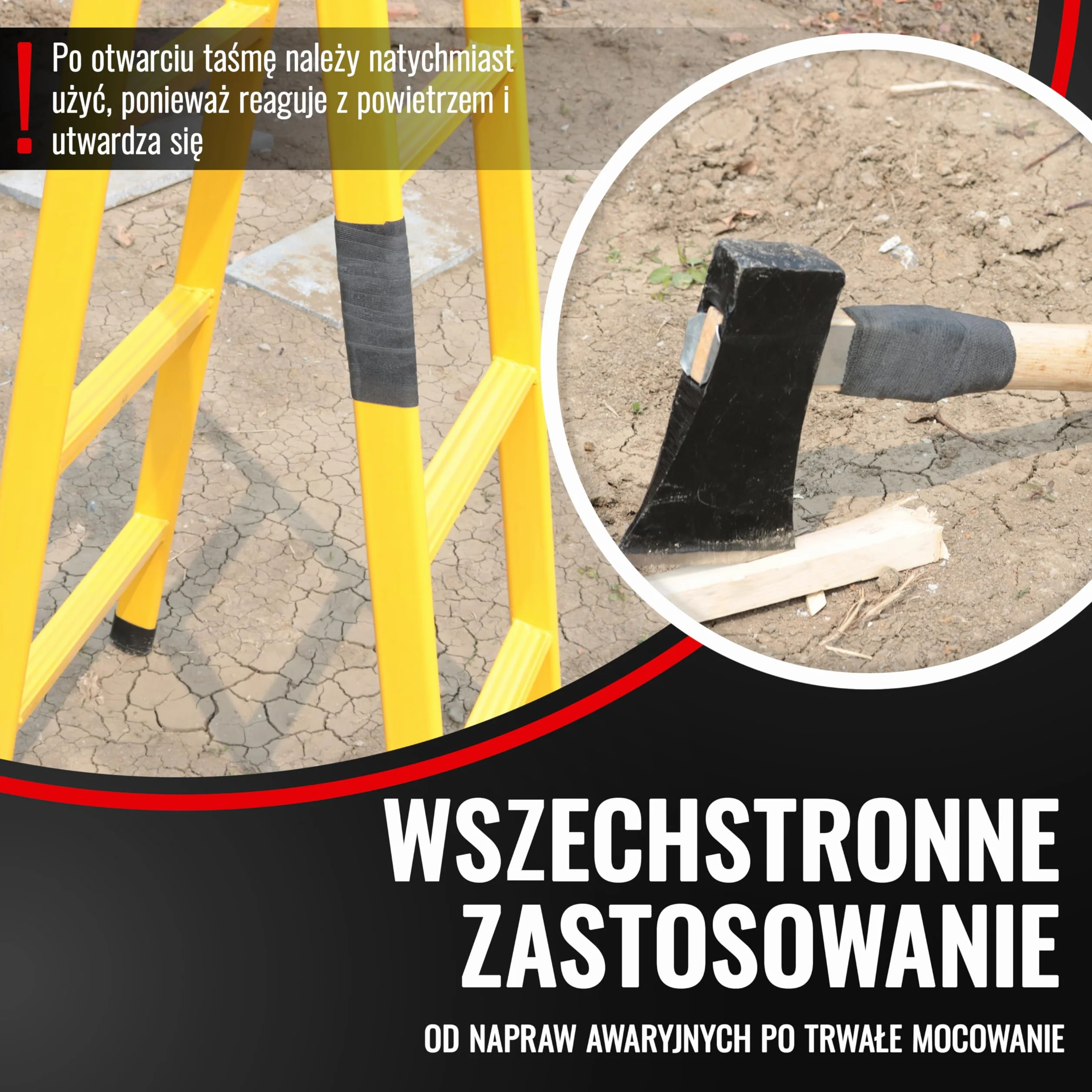 Poppstar taśma naprawcza 1m x 2,5cm z włókna szklanego z warstwą poliuretanową 1 rolka
