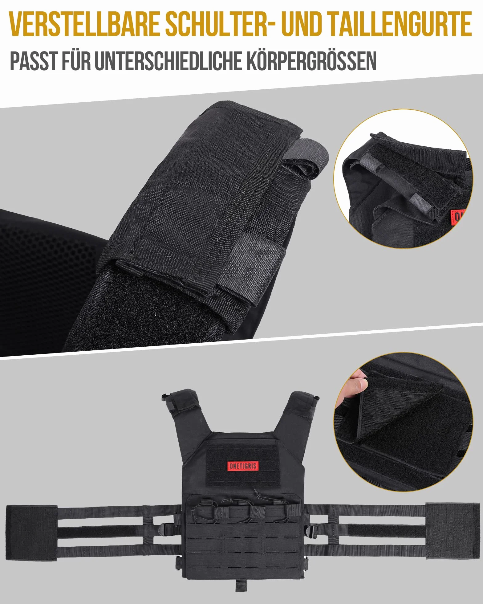 OneTigris lekka kamizelka taktyczna LCPC Laser Cut Carrier, kamizelka płytowa, opakowanie wielokrotnego użytku