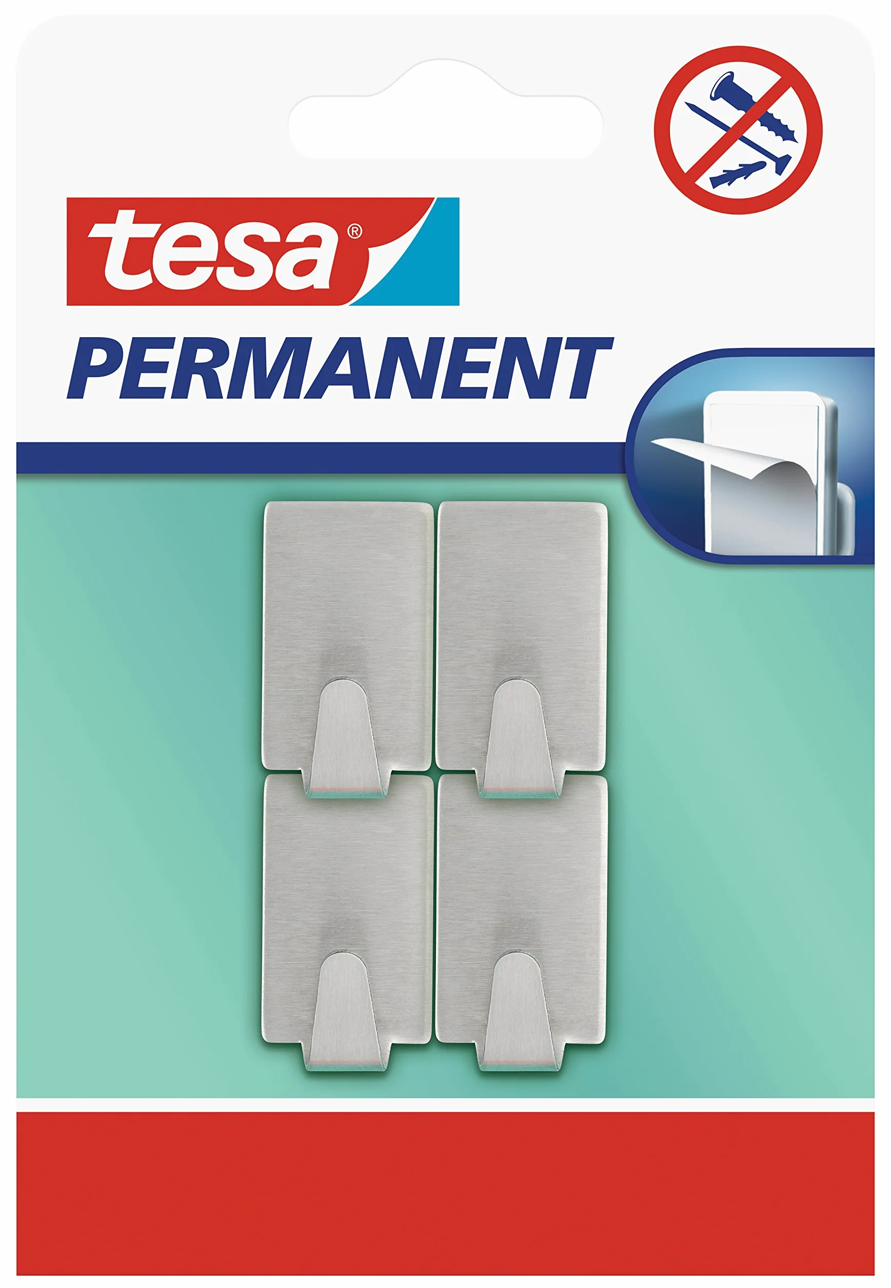 tesa H6661200 hak permanentny prostokątny metal, szary