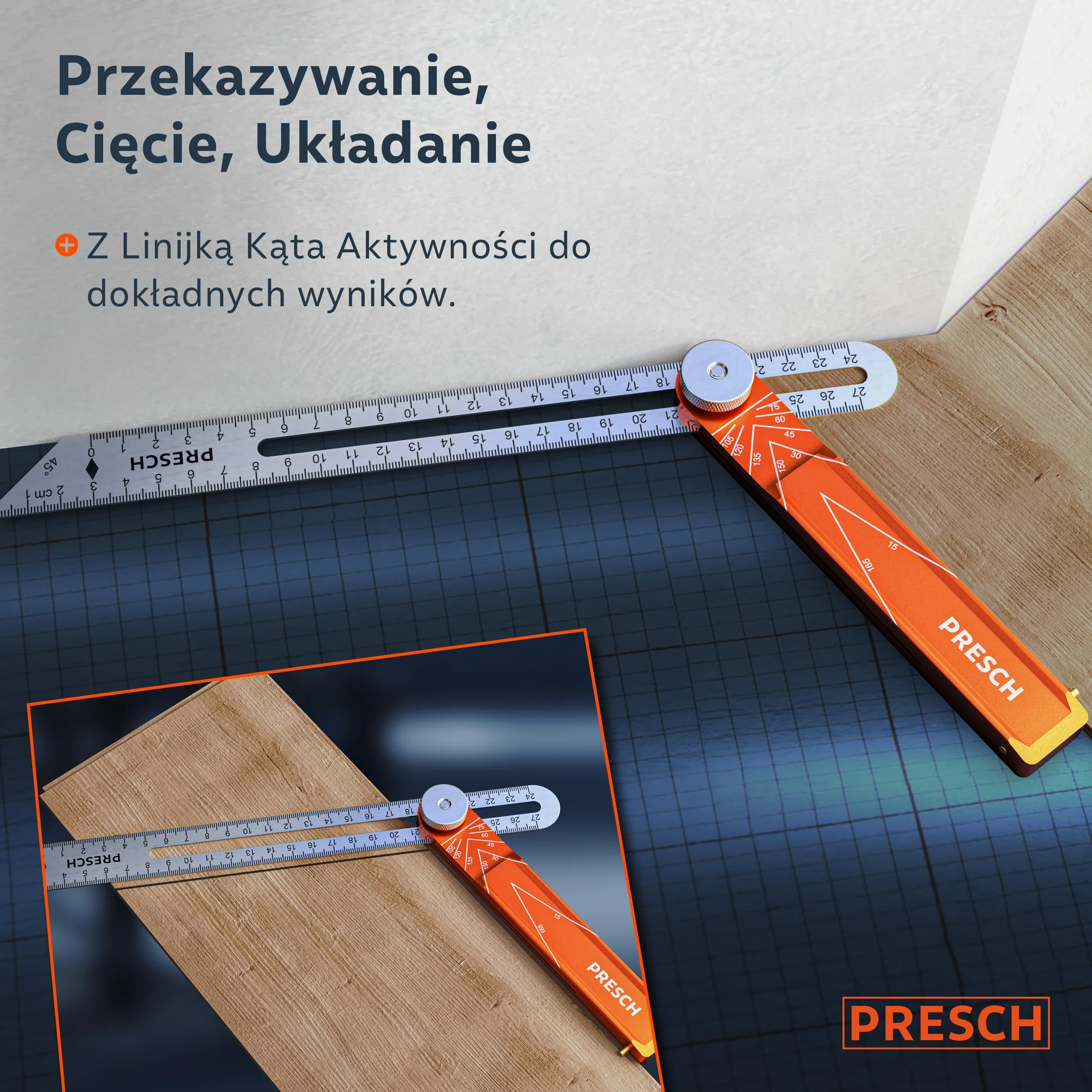 Presch Linijka Kąta Aktywności 190mm 270mm Precyzyjne Przenoszenie Kątów T-fazowy z Frezowanego Aluminium i Stali Nierdzewnej