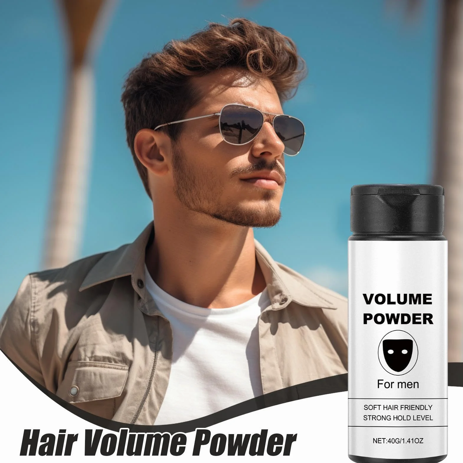 Hair Texture Powder, Natural Look Styling, Men’s Volume Dust, Easy Application, Portable Grooming Product, Ideal for Business Trips, Appointments, Daily Easy to Use Color White