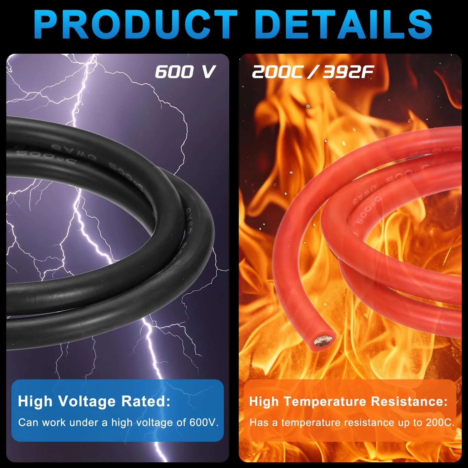 QUARKZMAN kabel silikonowy 18 AWG 1 m 600 V 200C drut pleciony ocynkowany miedź czerwony czarny 2 sztuki