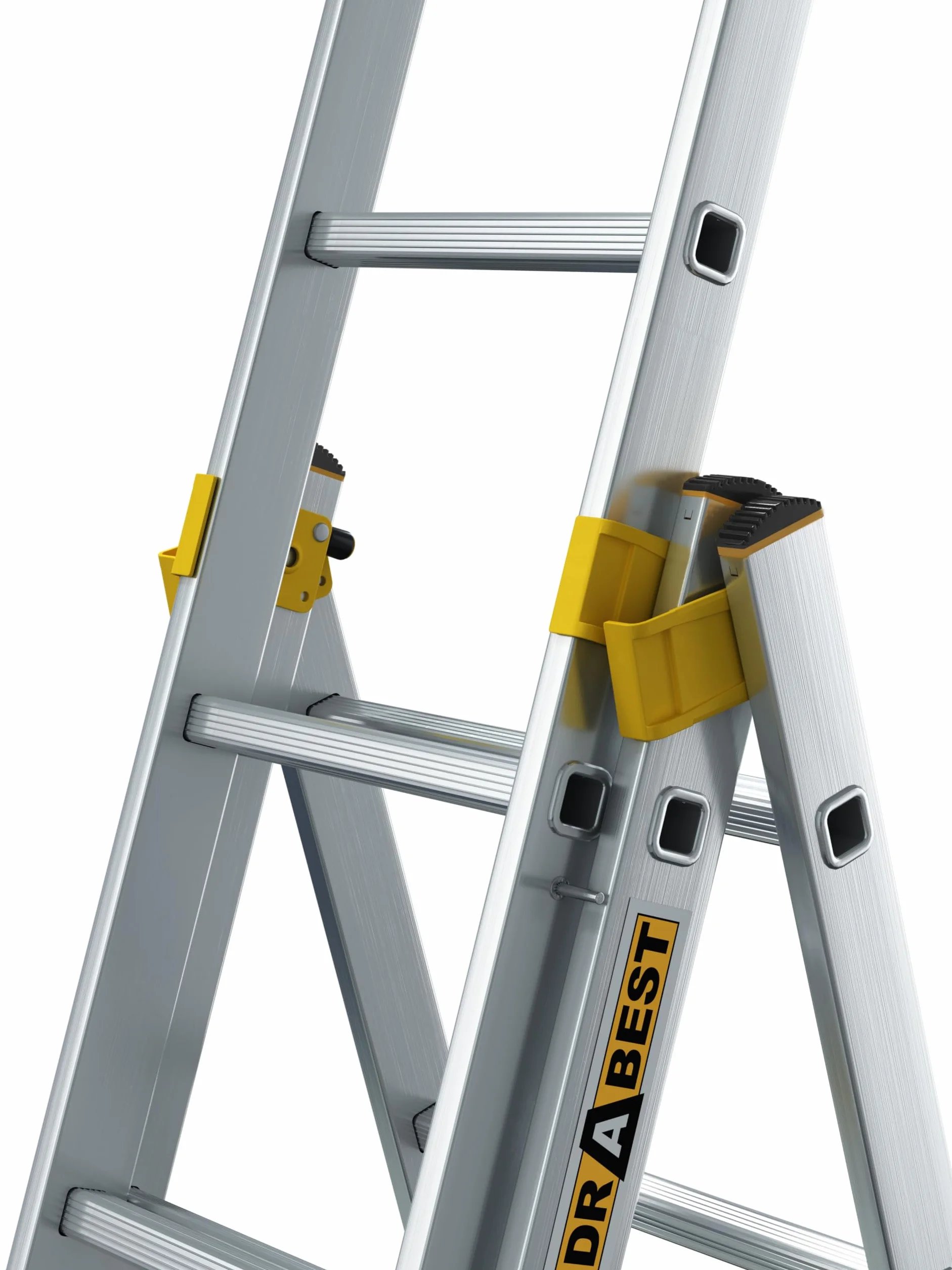 DRABEST MAX aluminiowa drabina profesjonalna 3x13 stopni 9,37 m 150 kg 3-częściowa