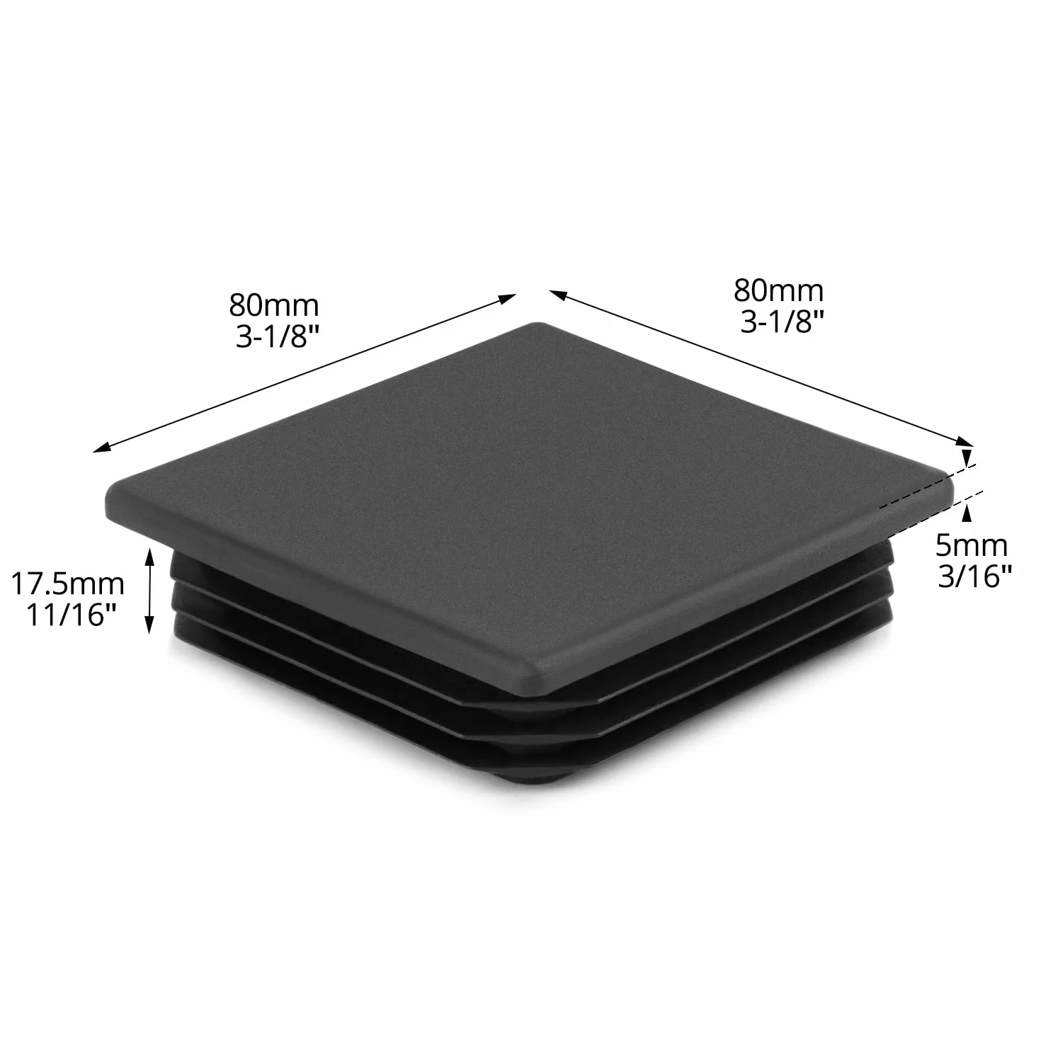 QWORK kołki rozporowe lamelowe do rur kwadratowych 80 x 80 mm czarne 6 sztuk