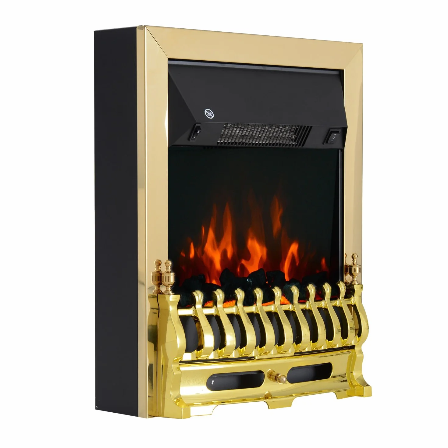 HOMCOM kominek elektryczny stojący 1000/2000W 48,2x18,5x59,2 cm złoty