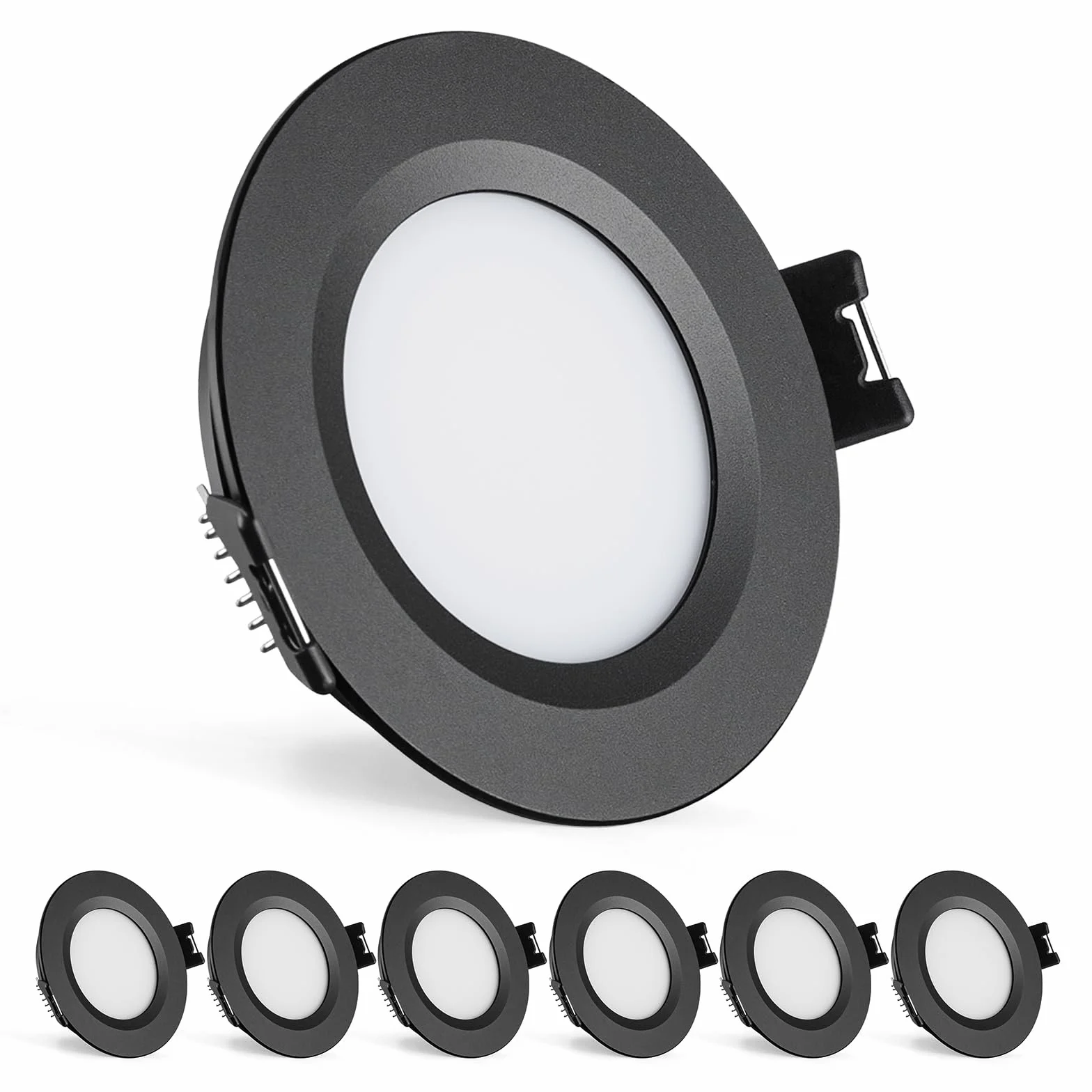 Reflektor wpuszczany LED 12V Ściemnialny Czarny IP44 3W Ciepły Biały 3000K 25mm 58-62mm