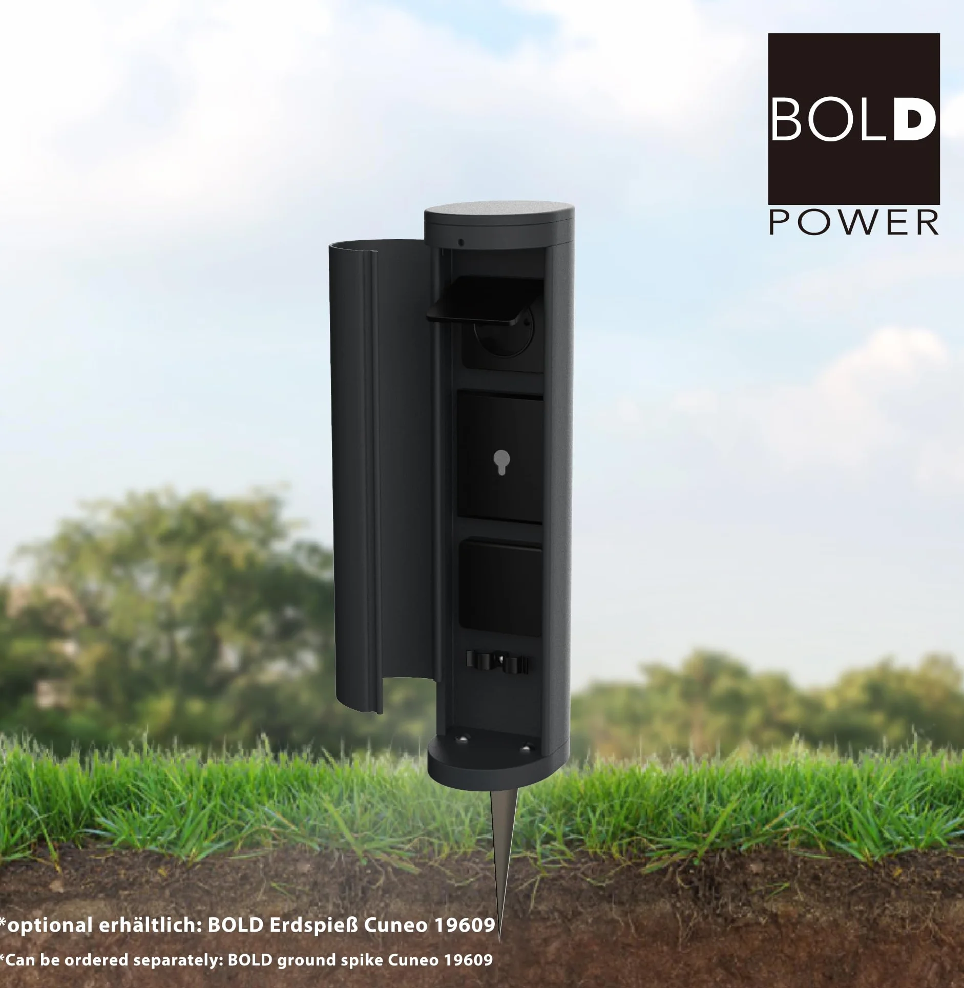 BOLD 19486 VOLO inteligentne gniazdo ogrodowe zewnętrzne antracyt 2x Schuko Smart Home WLAN 3680 Watt