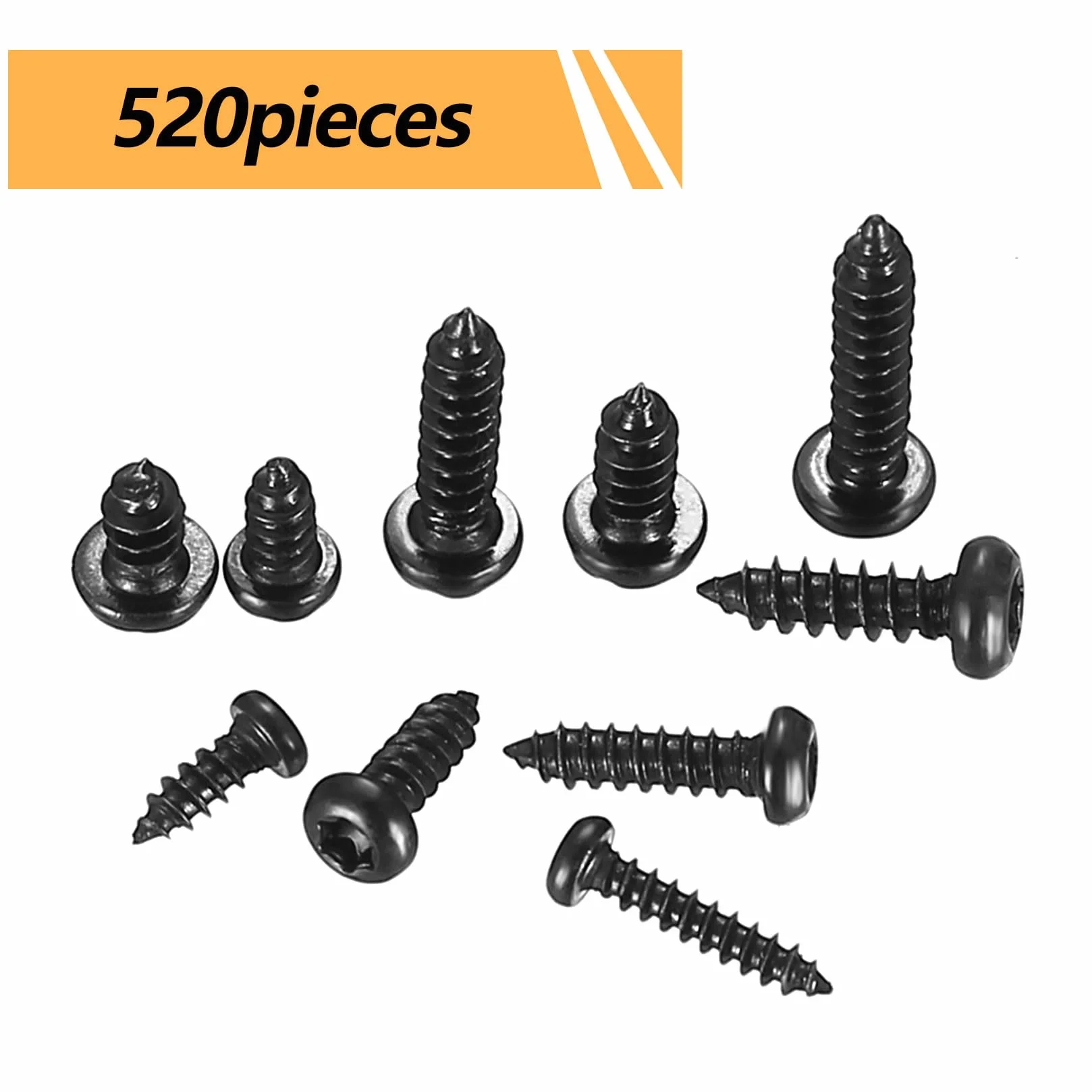 Śruby Samogwintujące Torx Czarny M2-M3 Zestaw 520 Sztuk