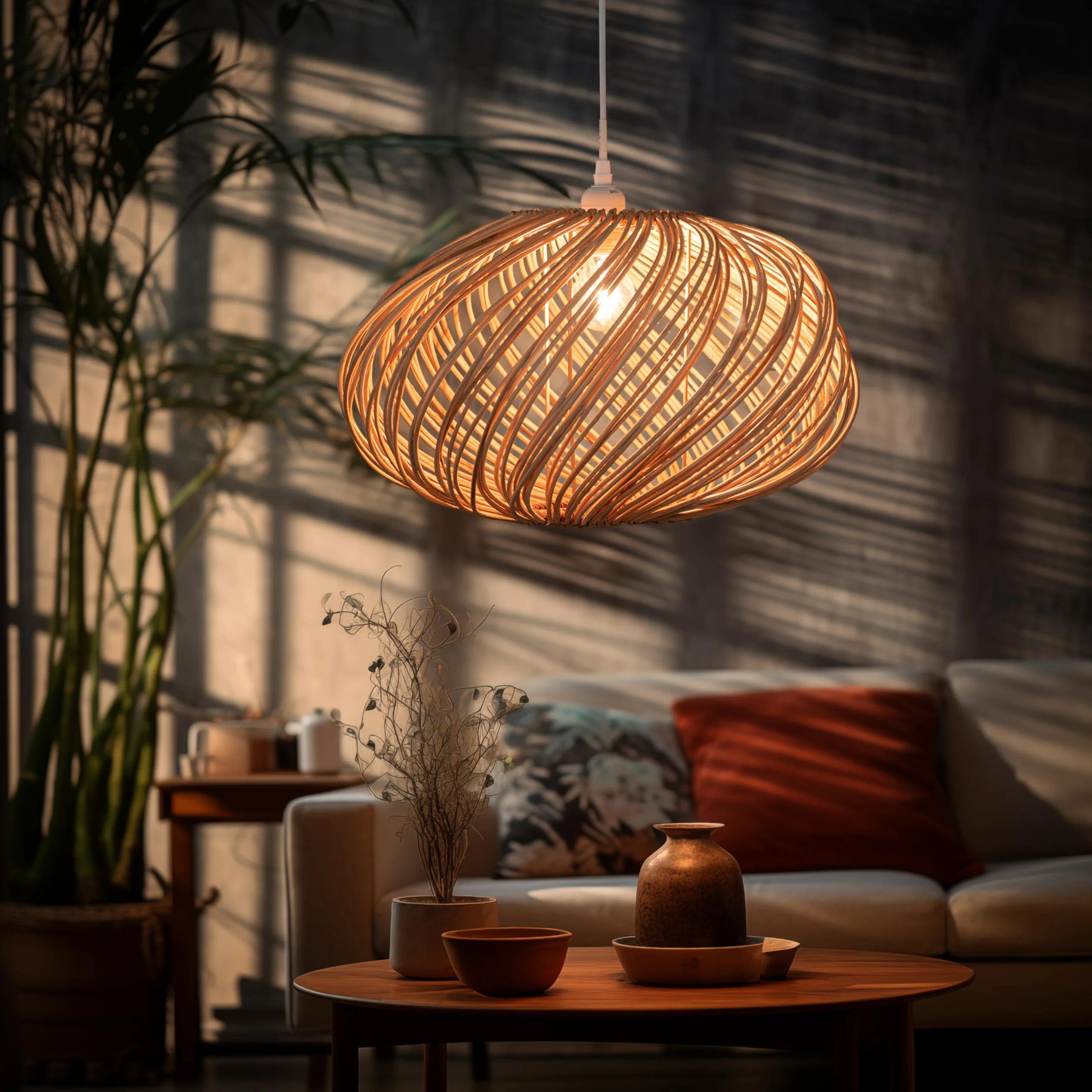 Rattanowy klosz sufitowy 45 cm nieelektryzowany