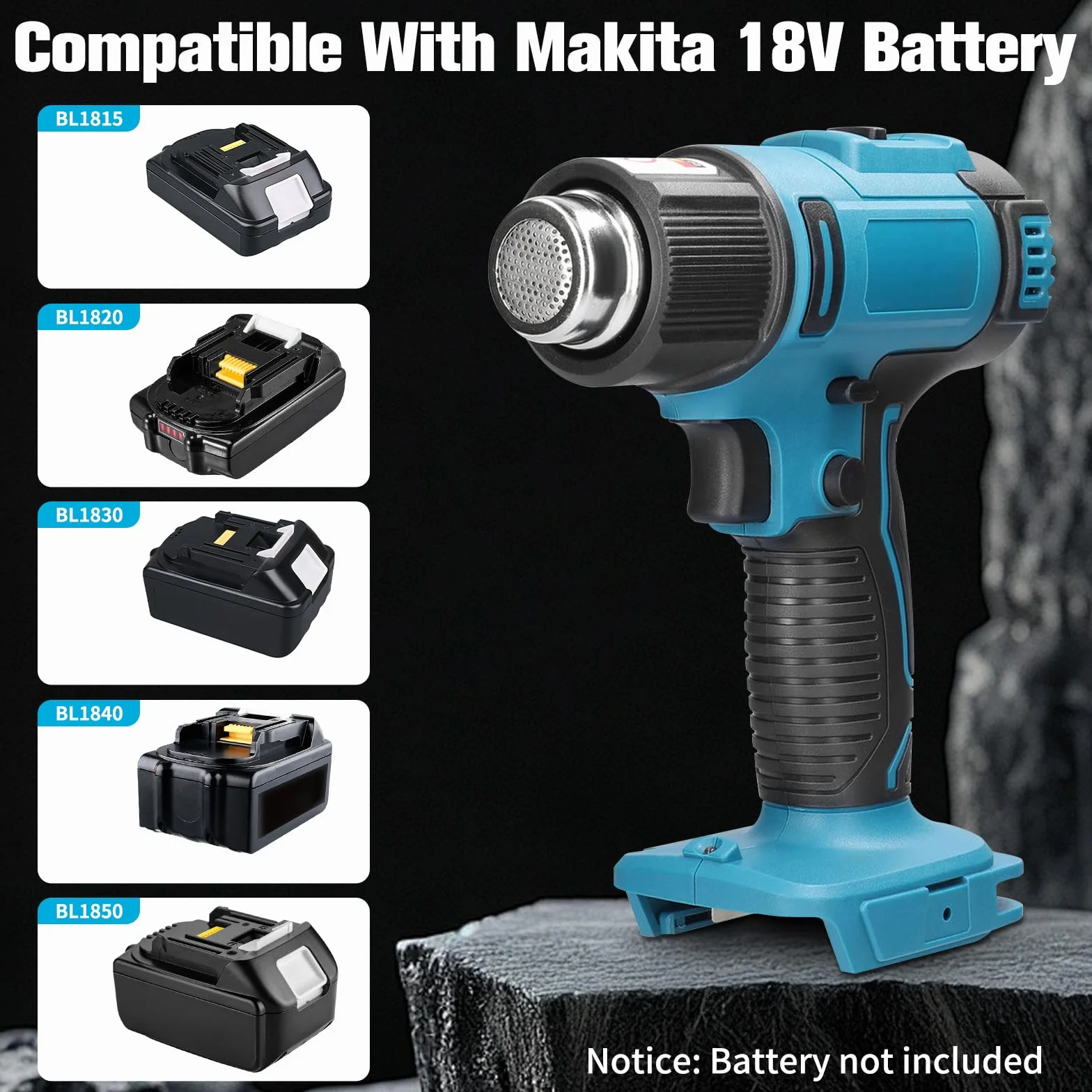 Makita Akumulatorowa Opalarka 18 V Bezprzewodowa z Wyświetlaczem LCD 50°C-550°C 5 Dysze