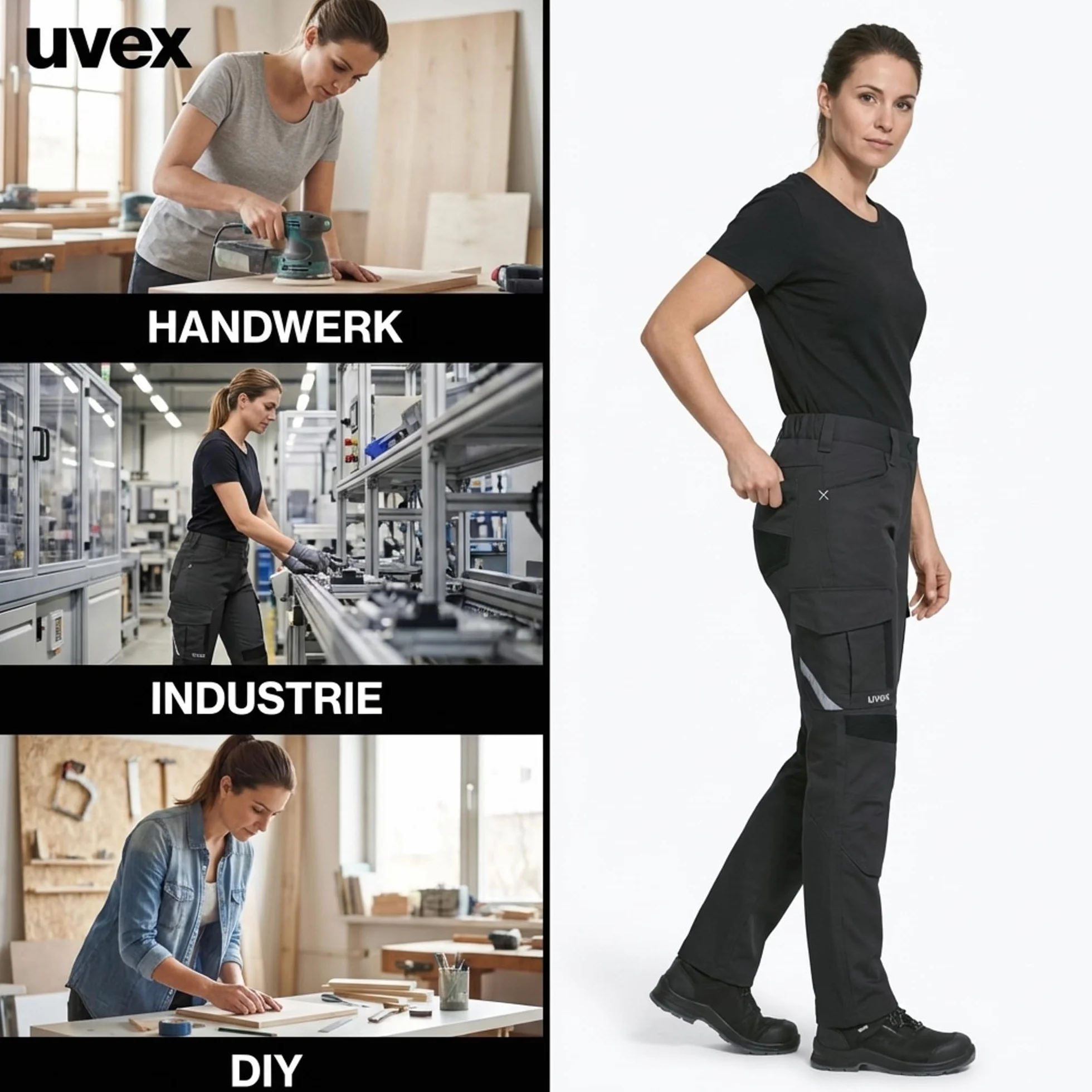 Uvex suXXeed Industry damskie spodnie robocze stretch kieszenie na kolanach