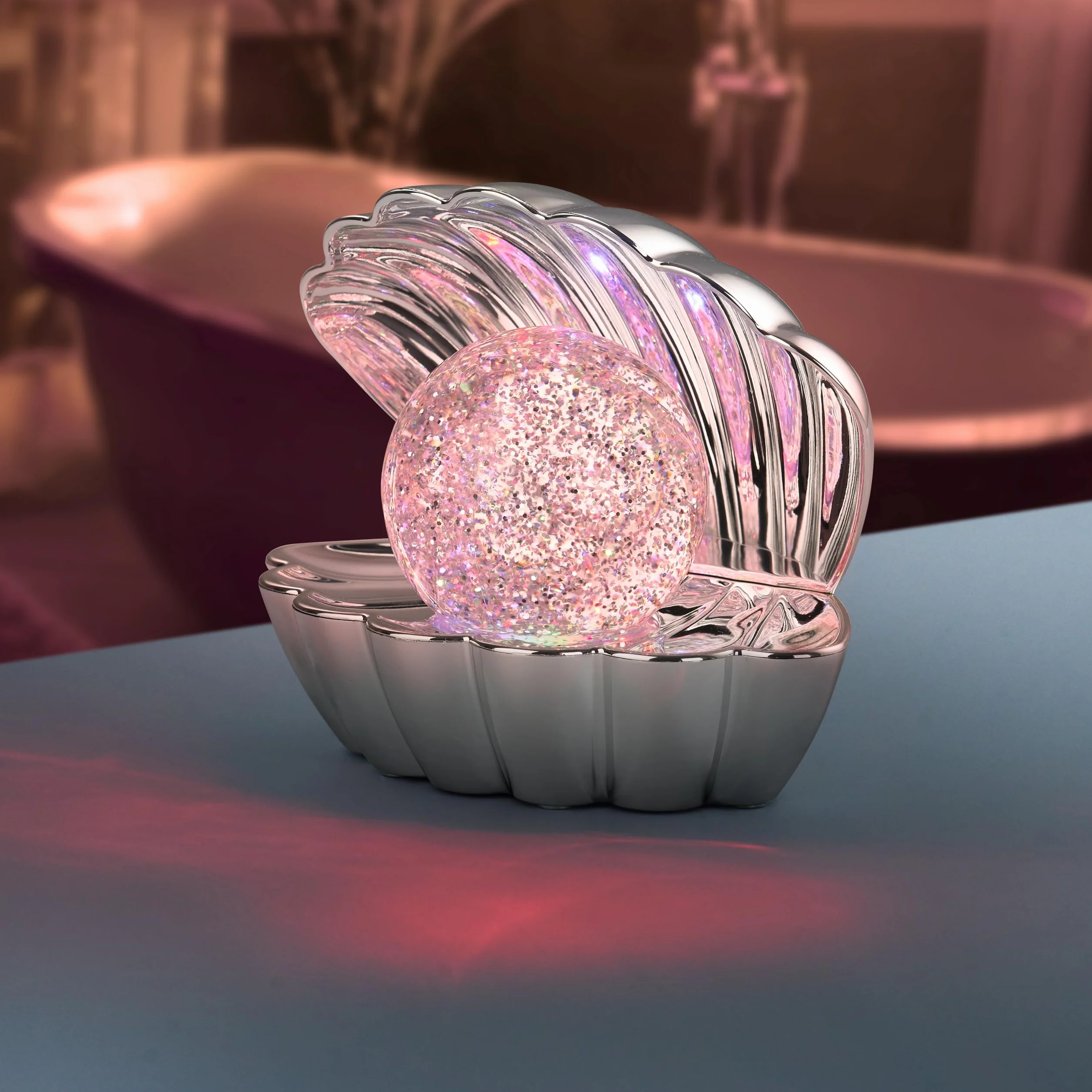 Reality Leuchten Lampa stołowa SHELLY R57731106, tworzywo sztuczne, chrom, 0,8 W LED, zmiana koloru