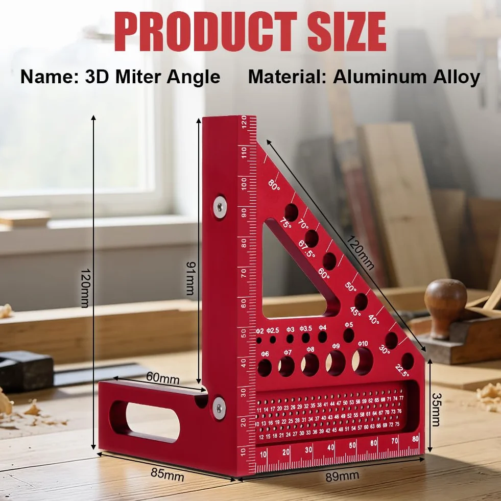 Flintronic Kątomierz Metalowy 120 mm Aluminiowy 3D 22,5-90° Precyzyjny Miernik Stopnia