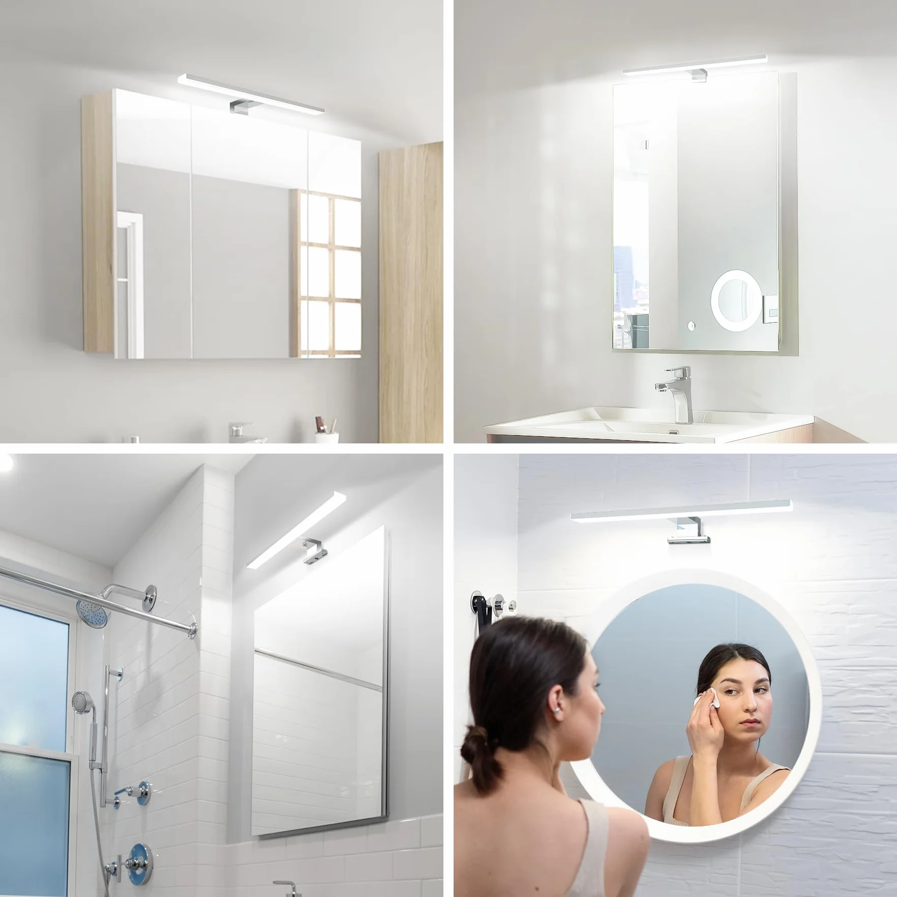 Lampa łazienkowa LED na lustro 10 W, neutralna biel, 4000 K, 820 lm, lampa ścienna, lustro z wtyczką, montaż 3 w 1, 40 cm, IP44, lampa łazienkowa z lustrem, 230 V, 400 mm