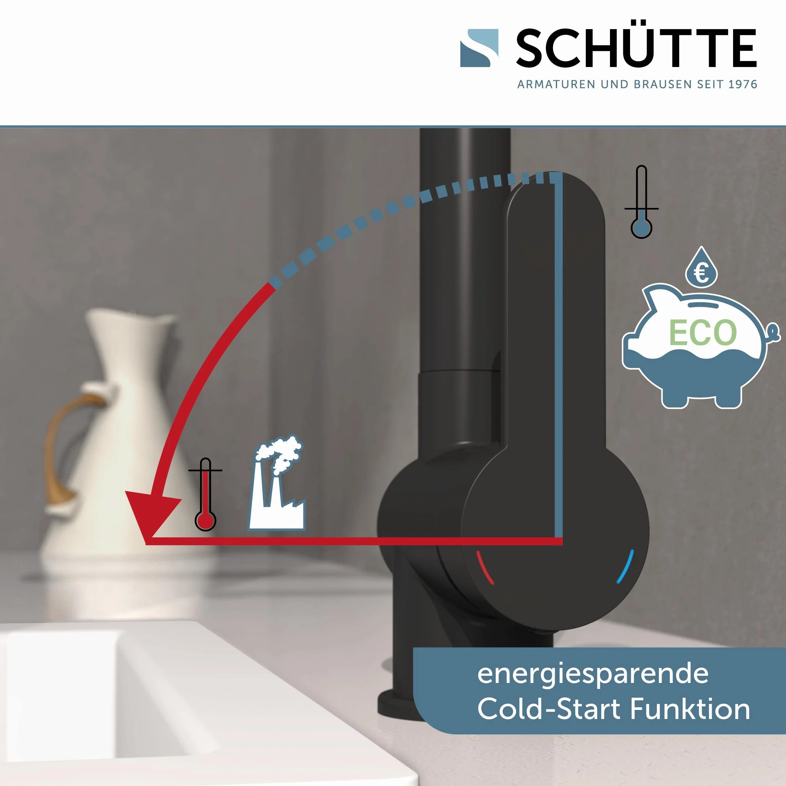 SCHÜTTE 79760 London bateria kuchenna z wyciąganą słuchawką, matowa czerń