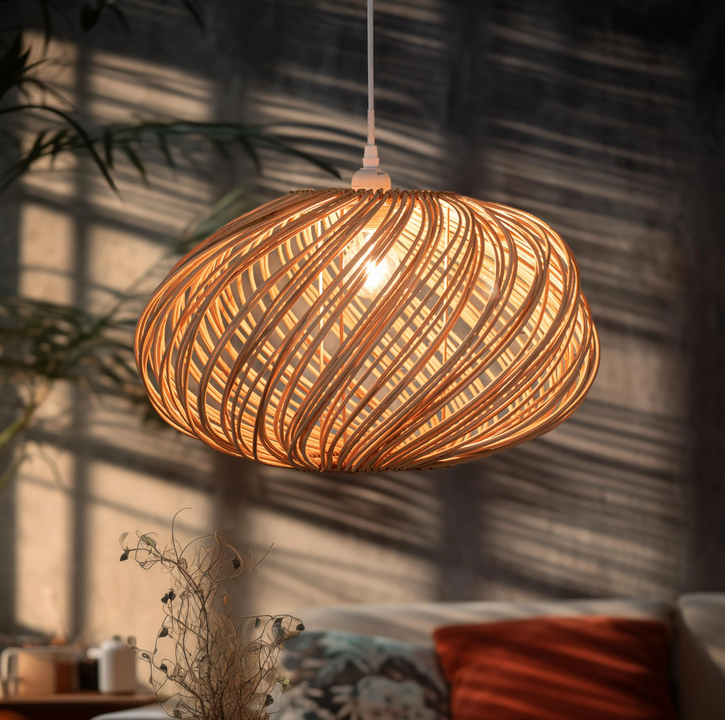 Rattanowy klosz sufitowy 45 cm nieelektryzowany