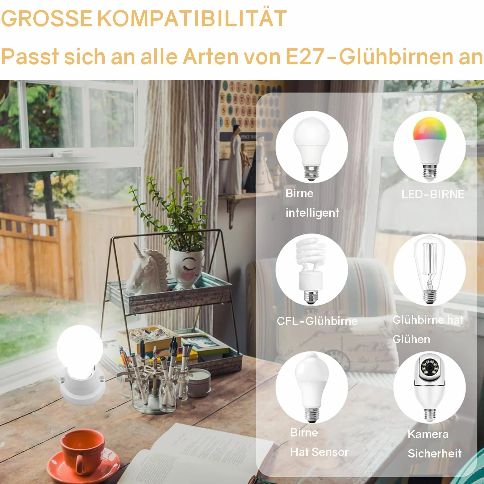 Oprawki E27 uniwersalne do przykręcania adapter cokołu lampy LED biały 4 sztuki