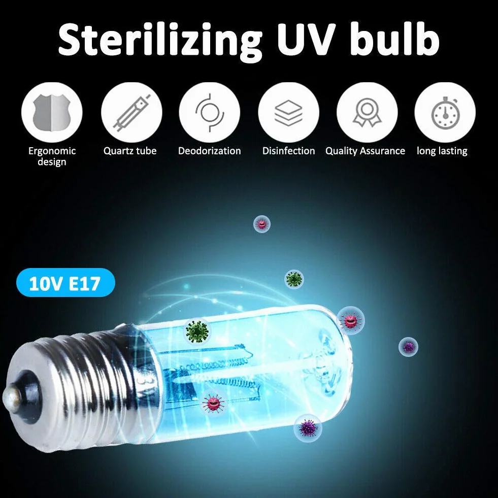 Żarówka bakteriobójcza UVC UV E17 3W DC 10V Dezynfekcja Kwarcowa
