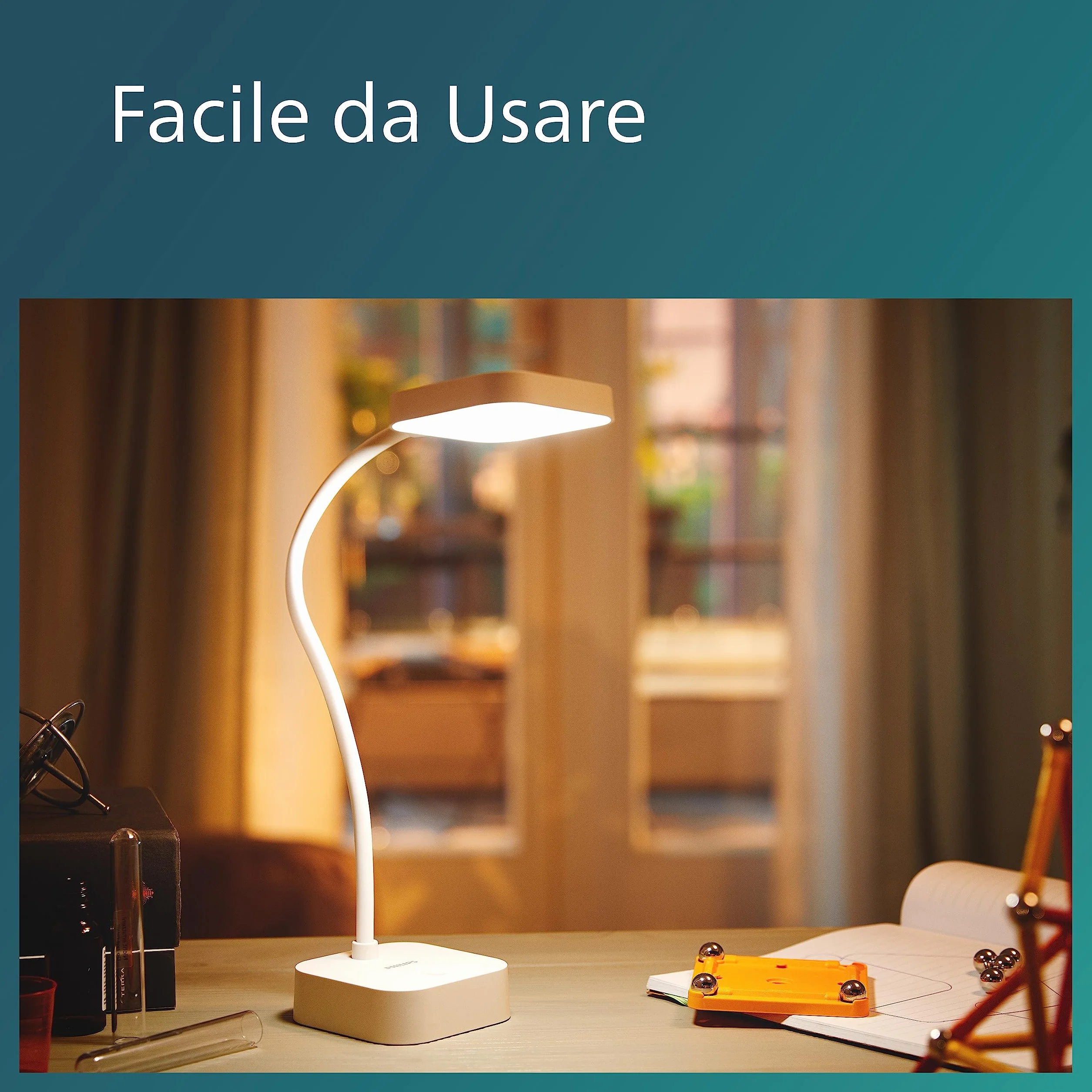Philips LED Lampka biurkowa Performance Rock DSK211 5W 5000K biała przyciemnianie USB