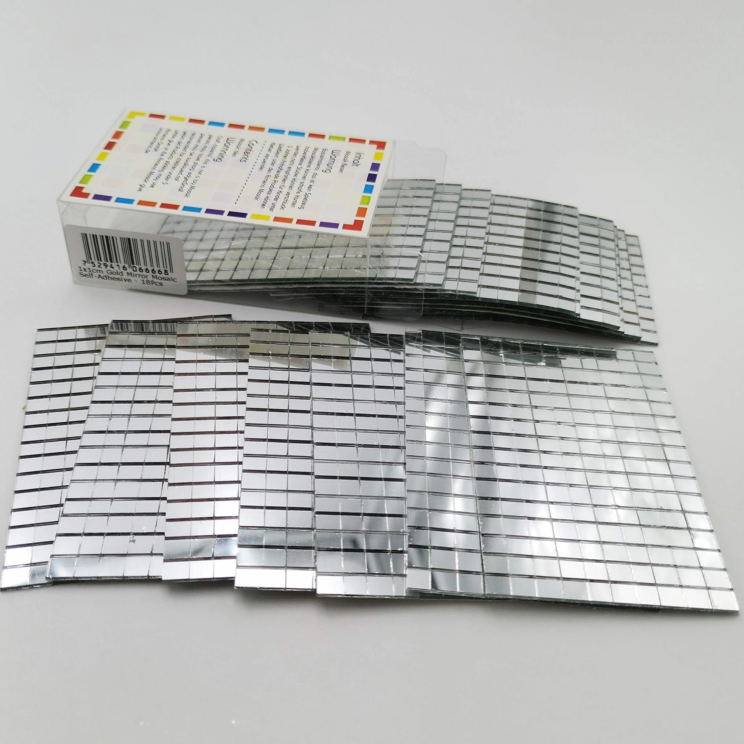 Lustro mozaika szklana do sztuki i siły, samoprzylepna mozaika 5 x 5 mm, grubość 1,5 mm, 18 mat, 2880 sztuk