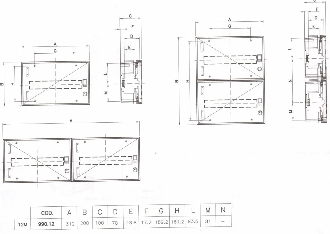 MARLANVIL Skrzynka rozdzielcza IP65 12 modułów podtynkowa 990.12 M-L 0012