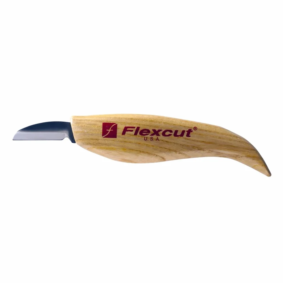 FLEXCUT Cutting Knife, High Carbon Steel Blade, Ash Handle, 1-1/4 inch Blade Bevel Length