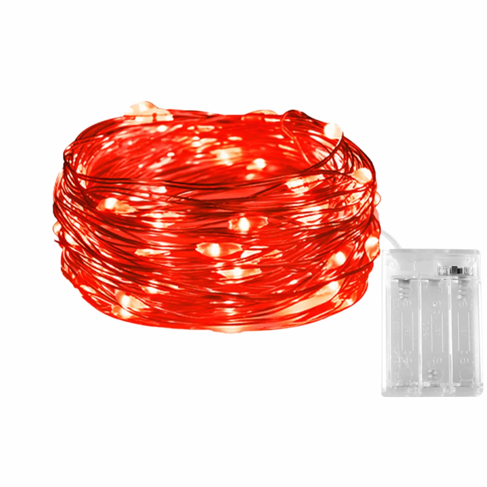 Micro Fairy Lights, lampki strunowe Dalugo zasilane na baterie z 30 diodami LED na srebrnym przewodie (czerwony)