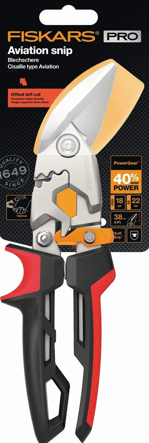 Fiskars Nożyce do cięcia blachy PowerGear 252 cm stal ulepszana cieplnie