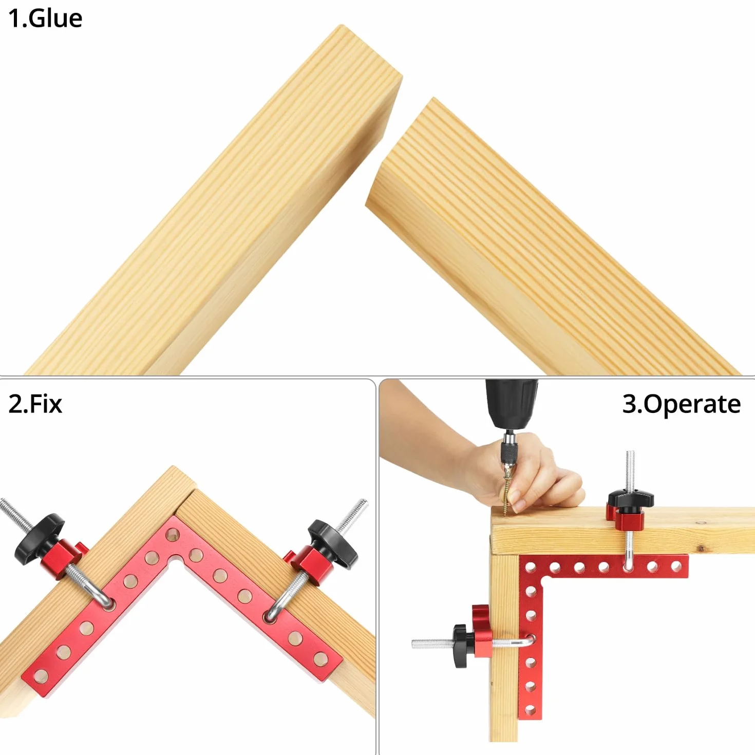 QWORK Zestaw 2 Pozycjonowanie 90 stopni Kwadratowe zaciski kątowe ze stopu aluminium 140mm