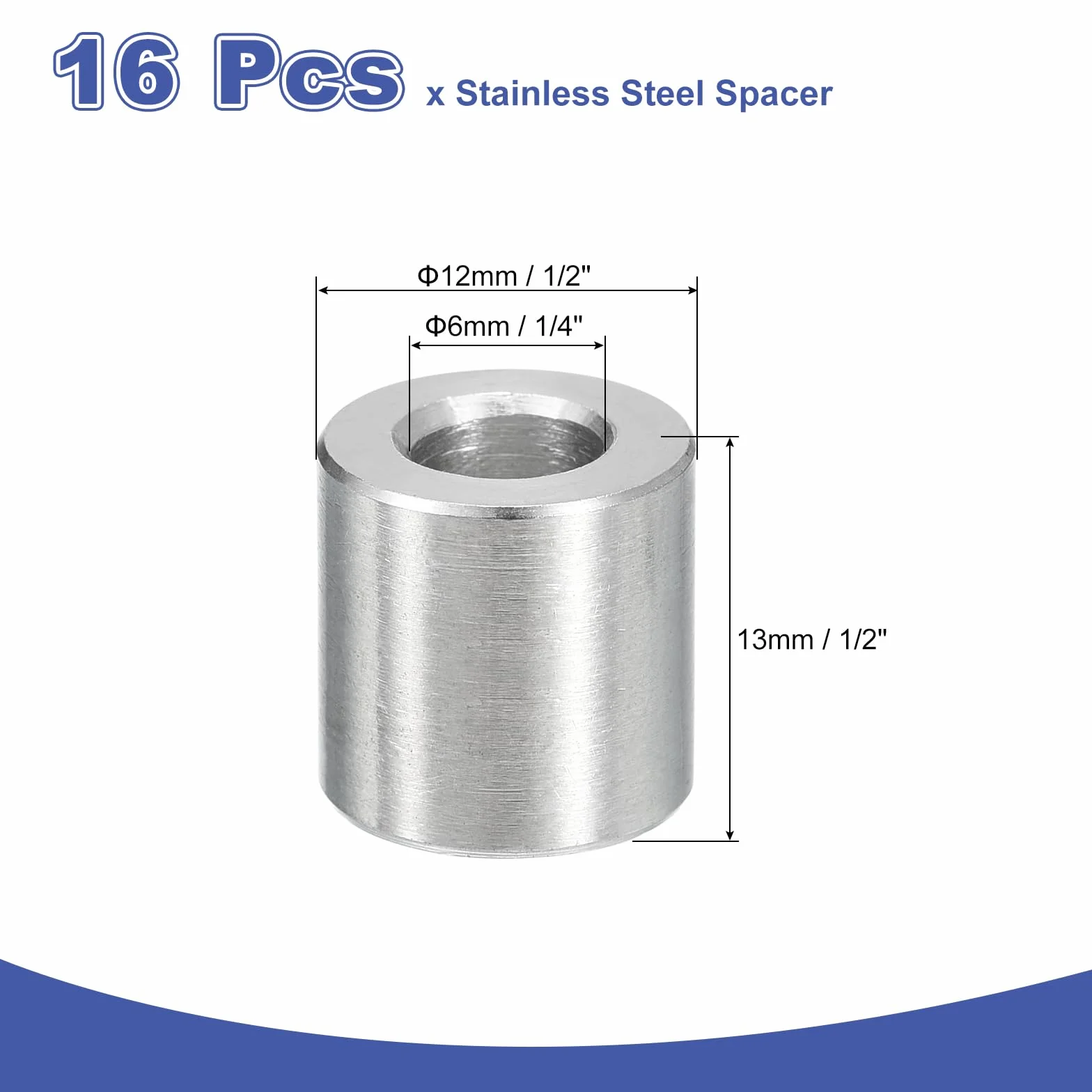 QUARKZMAN 16 sztuk tulejek dystansowych ze stali nierdzewnej 304 6 mm otwór x 12 mm średnica zewnętrzna x 13 mm długość M6