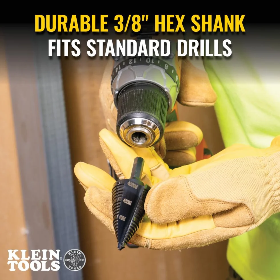 KLEIN TOOLS Wiertło stopniowe podwójne karbowane KTSB15 7/8 do 1-3/8 cala czarne