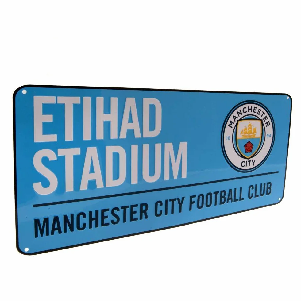 Manchester City FC Oficjalna piłka nożna kolorowy metalowy znak uliczny