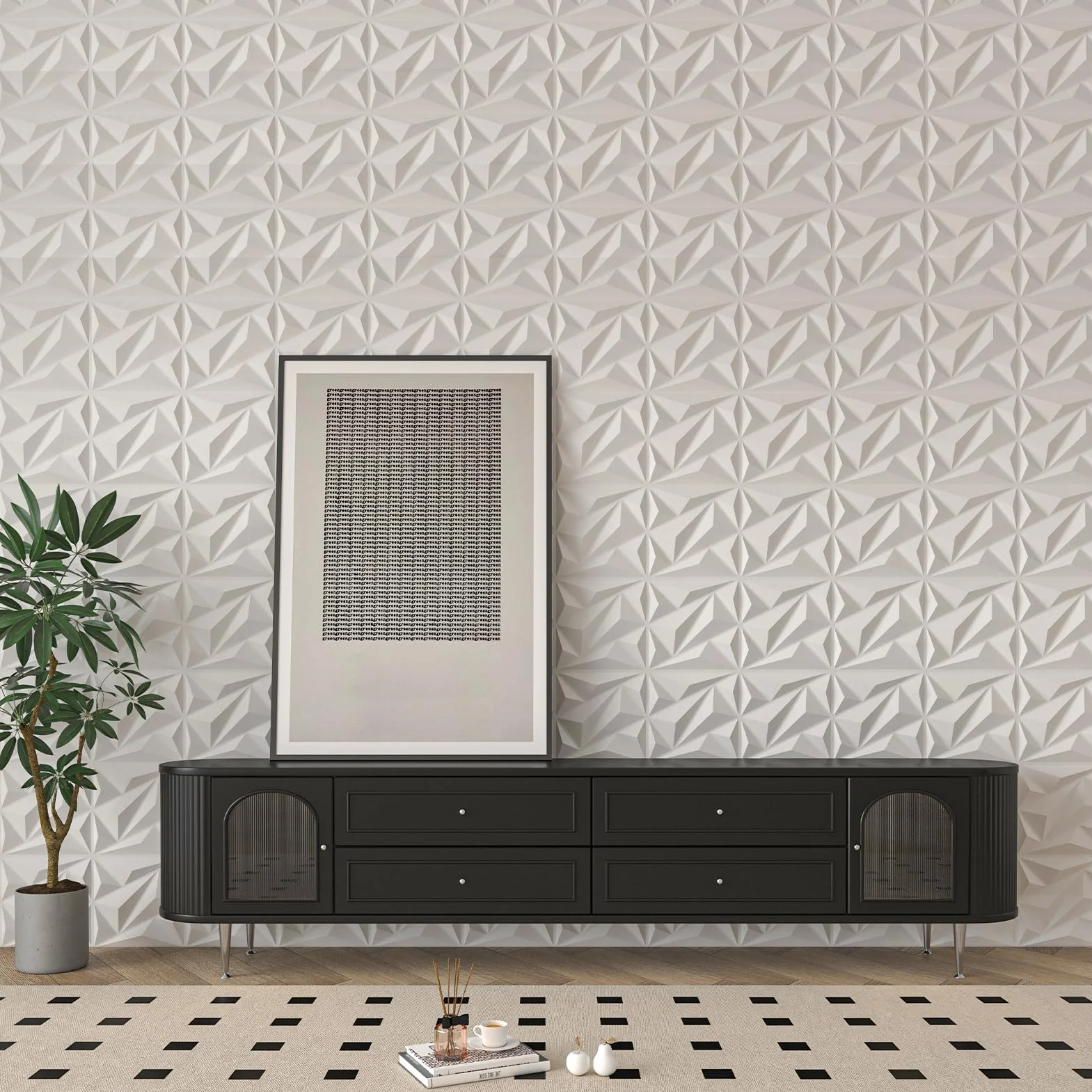 Art3dwallpanels panele ścienne PCW 3D białe 33 panele dekoracja wnętrz