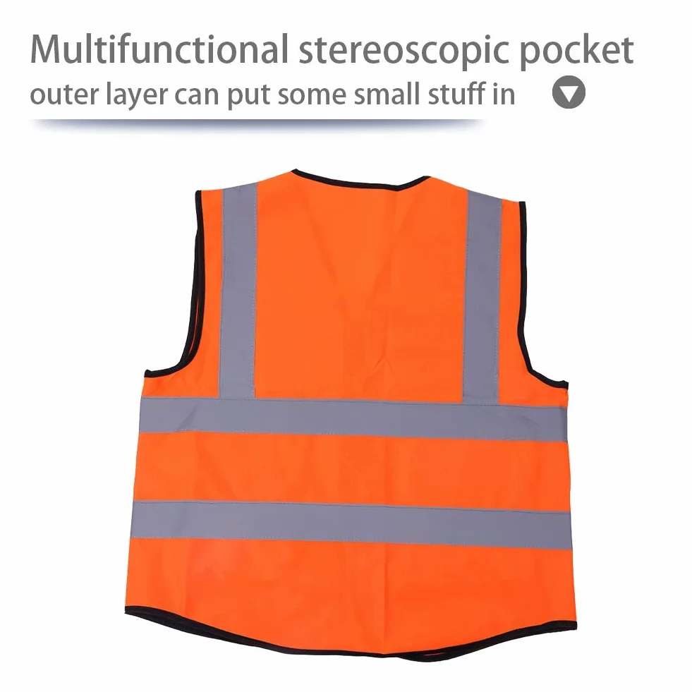 Multicolor Reflective Vest Sicherheitsweste 120G Gestrick Hochlichtreflektierendes Band Orange