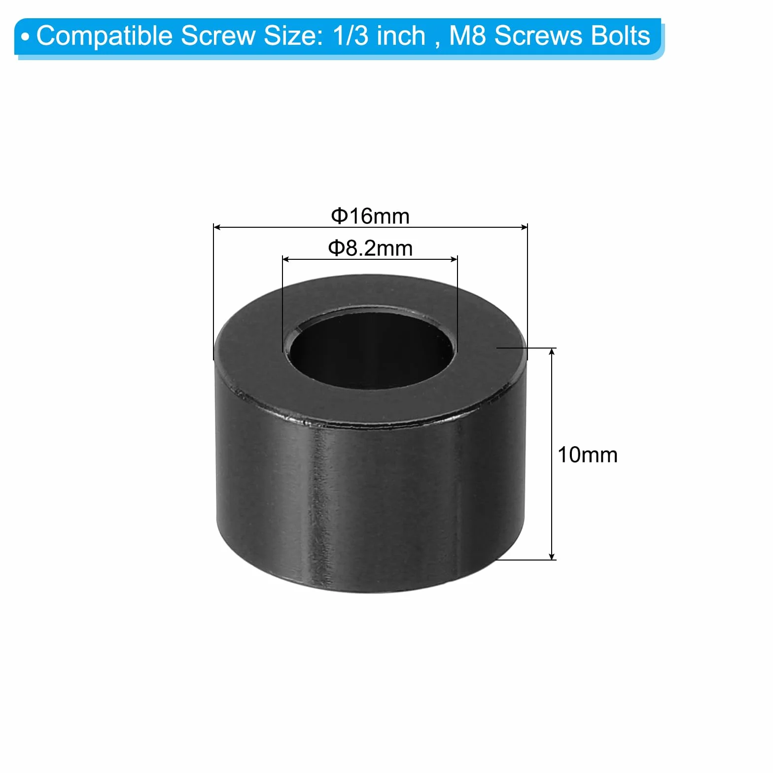 PATIKIL Aluminiowa podkładka dystansowa M8 4 szt. metalowych podkładek dystansowych z aluminium 8,2x16x10 mm