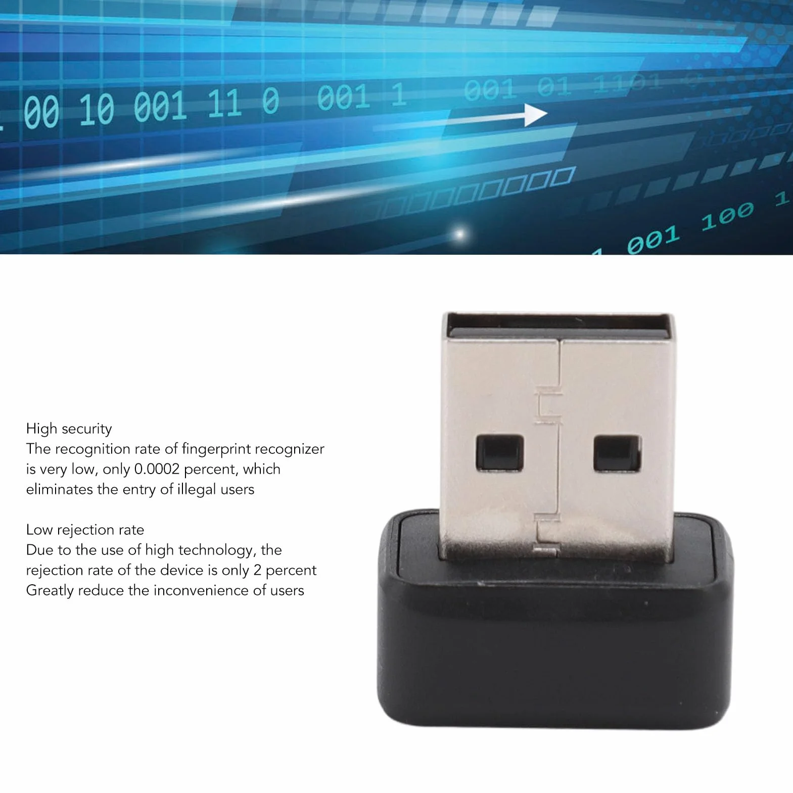 Czytnik Linii Papilarnych USB Biometryczny Skaner 360° do Szyfrowania Plików 10 Odcisków Palców