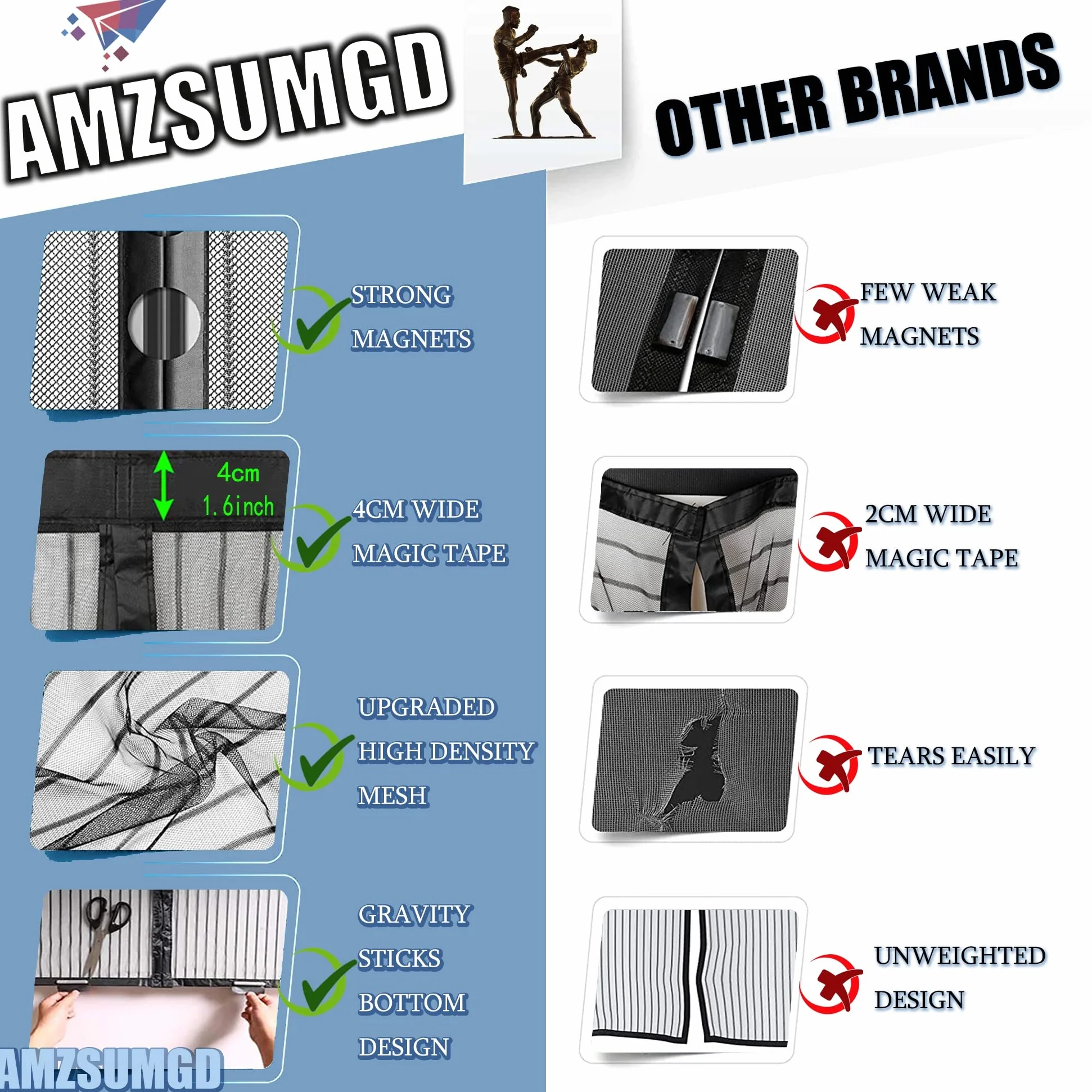 Magnetic Screen Door 170 x 200 cm Heavy Duty Mosquito Net for Balcony Patio