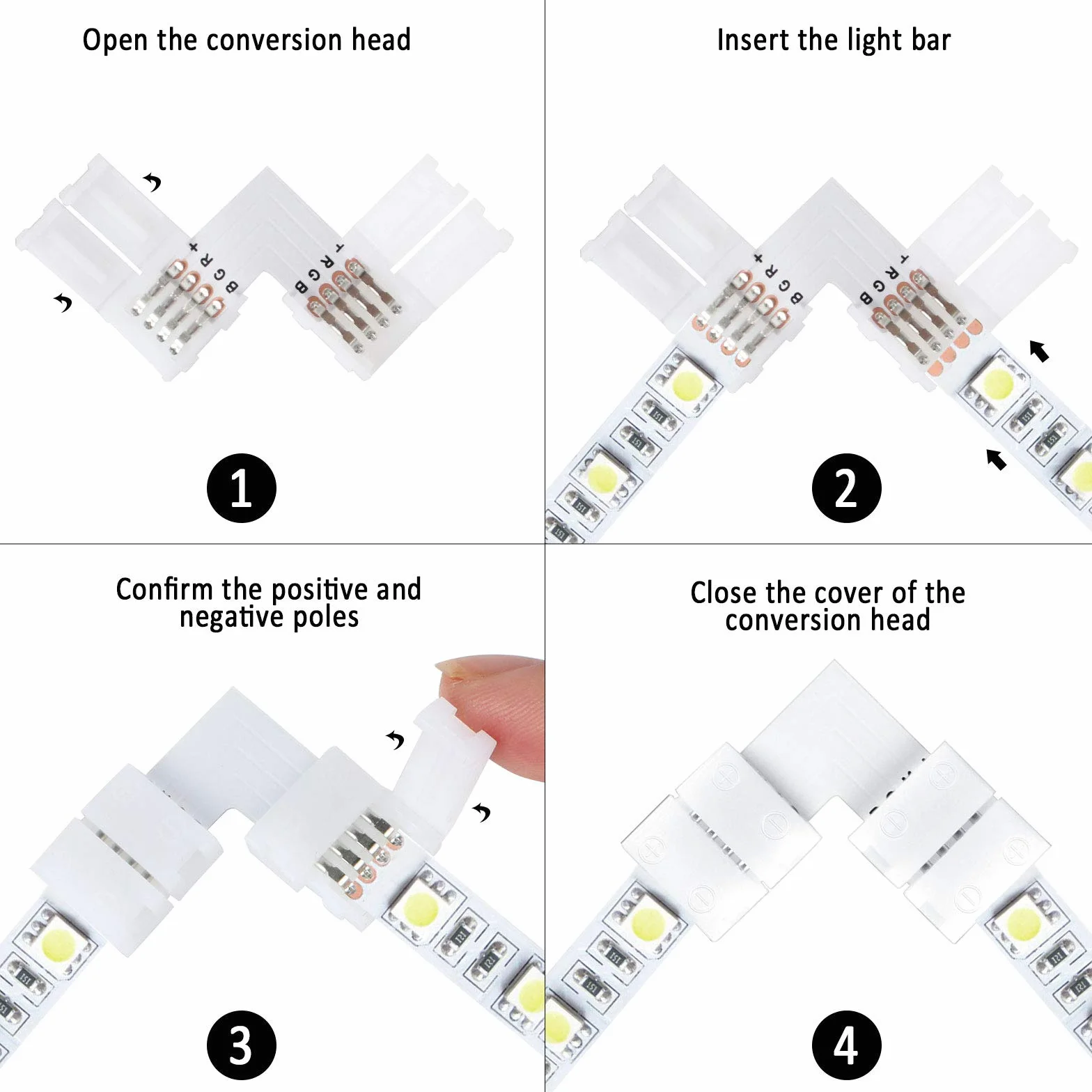 Złącza do taśm LED 10 mm 5050 RGB 4-pinowe 24 sztuki