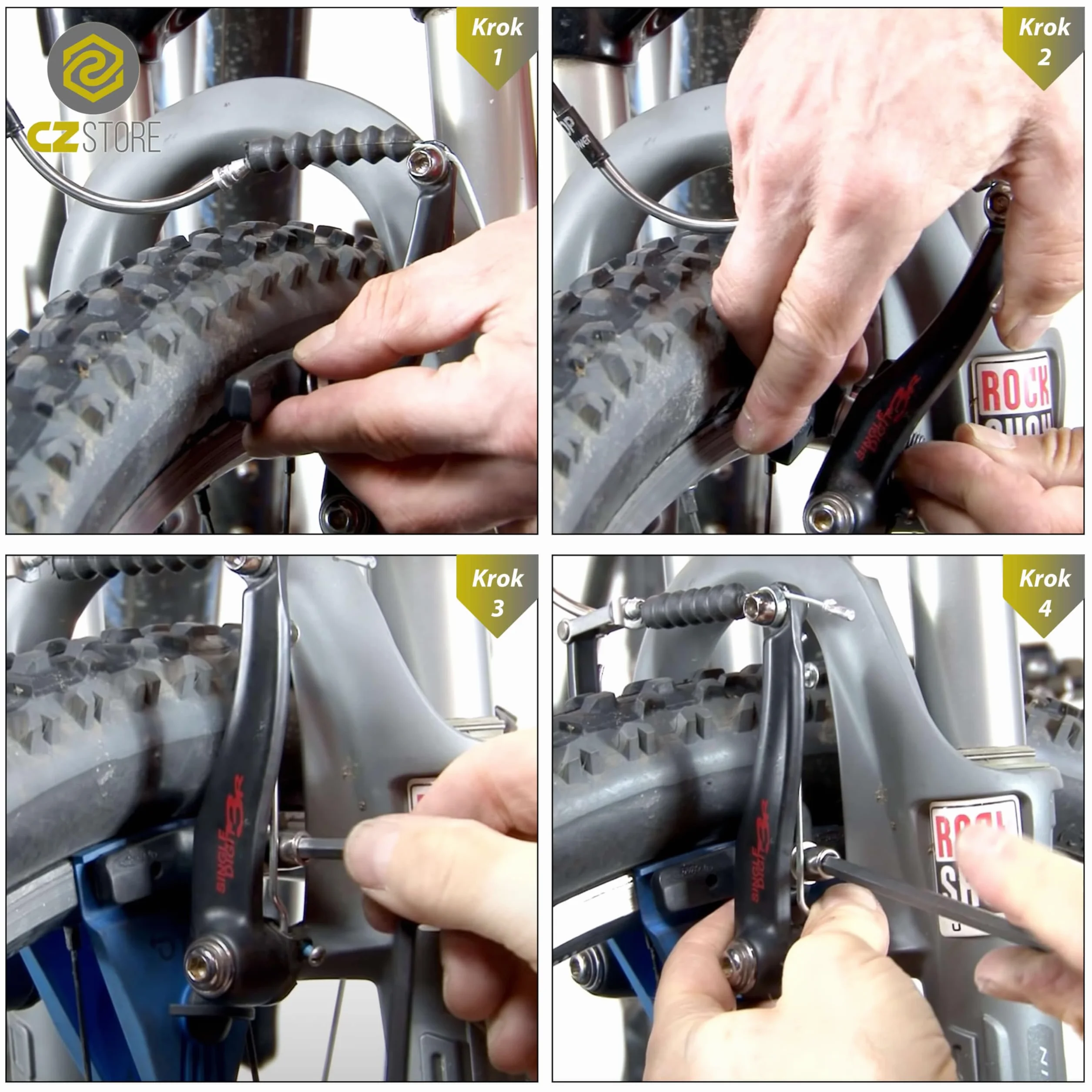 Zestaw Hamulców V-Brake- ✮DOŻYWOTNIA GWARANCJA✮ - 70 mm Długości, 14 mm Szerokości 2 Pary - Gumowe Klocki Hamulcowe do Zacisków Rowerowych - Podkładki i Nakrętki Mocujące, Niebieski