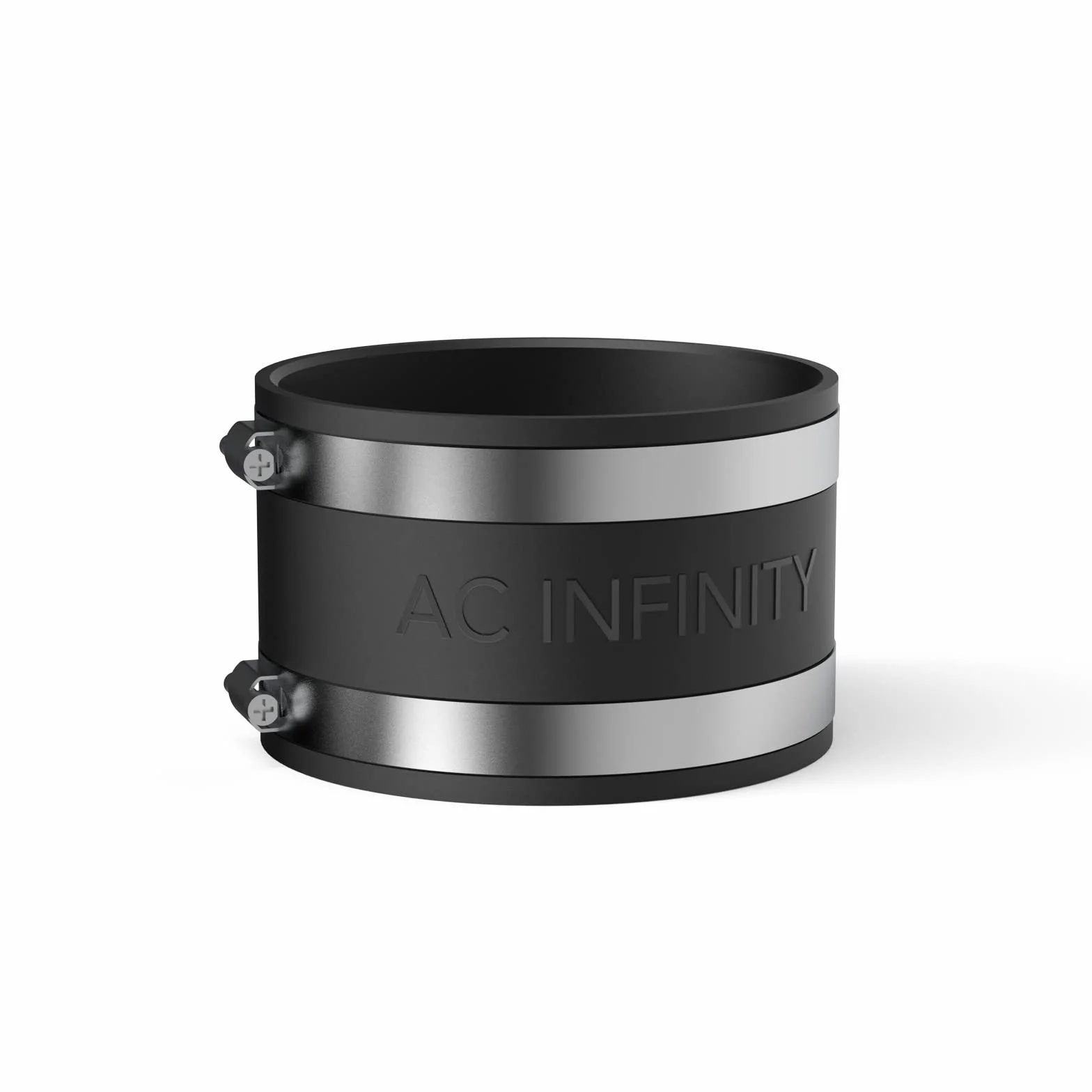 AC Infinity Zacisk redukujący hałas 100 mm, łącznik kanałowy ze stali nierdzewnej, elastyczne gumowe złącze do wentylatorów liniowych i filtrów węglowych HVAC, 10 cm